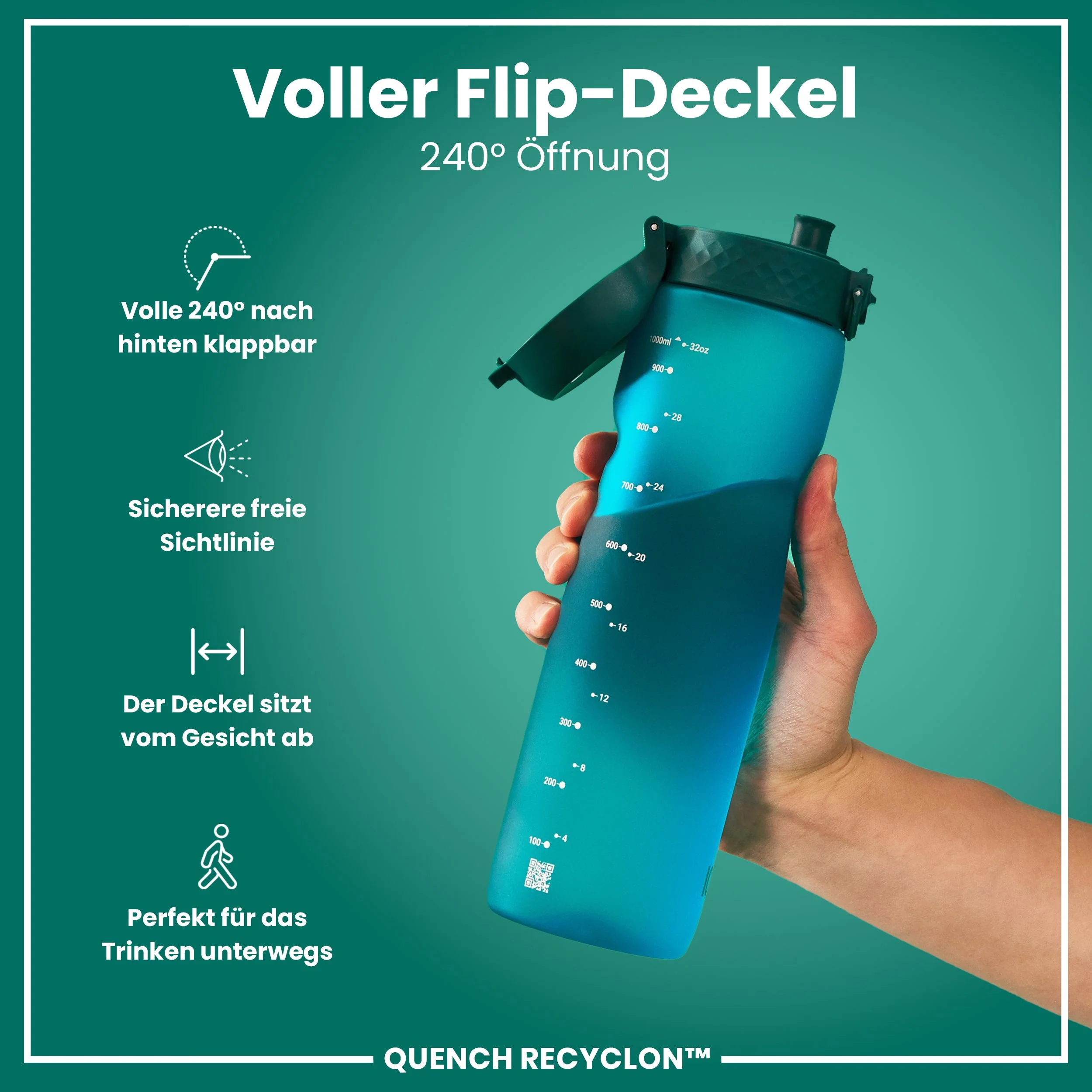 Recyclon-Trinkflasche, Aqua, 1 L - Image 4