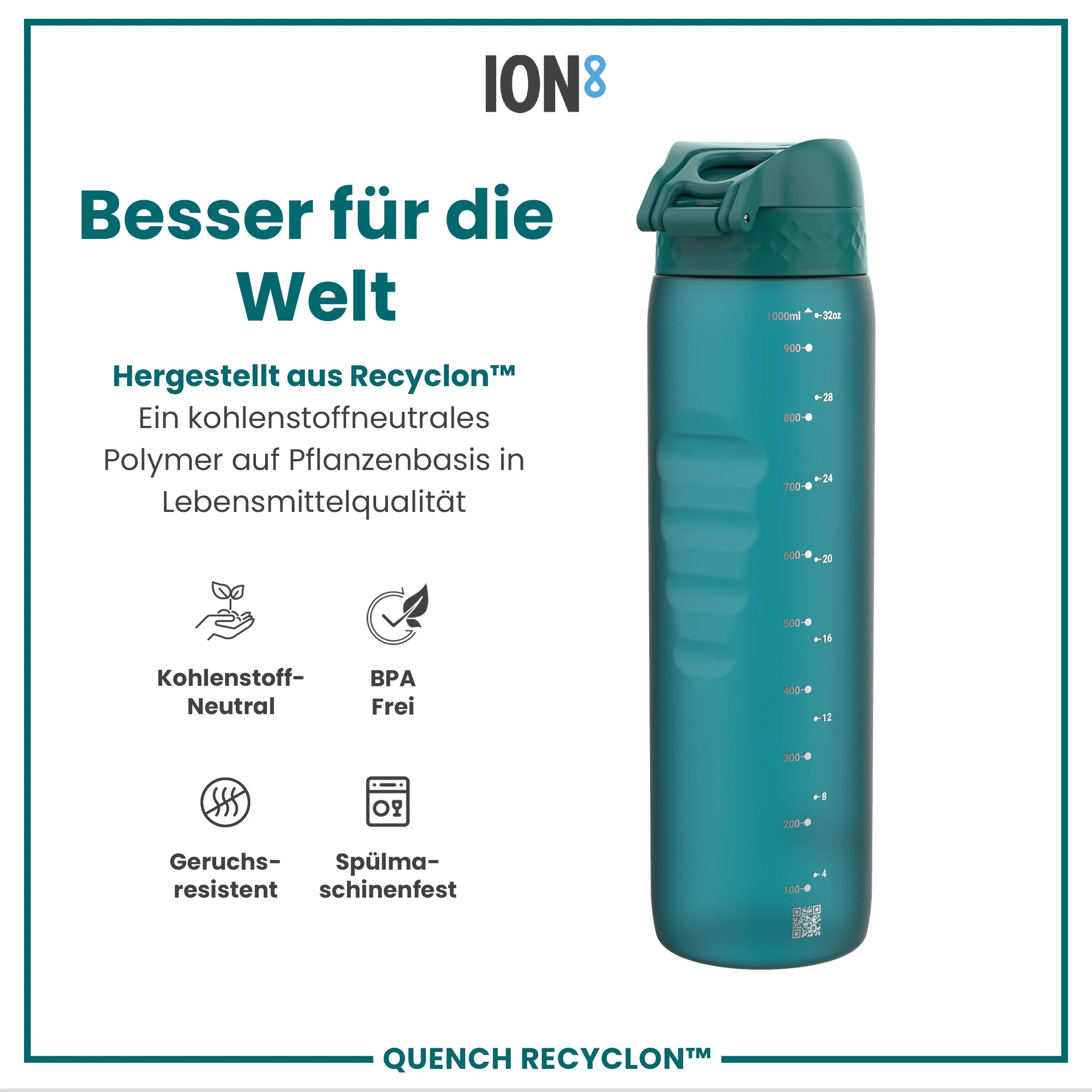 Recyclon-Trinkflasche, Aqua, 1 L - Image 5