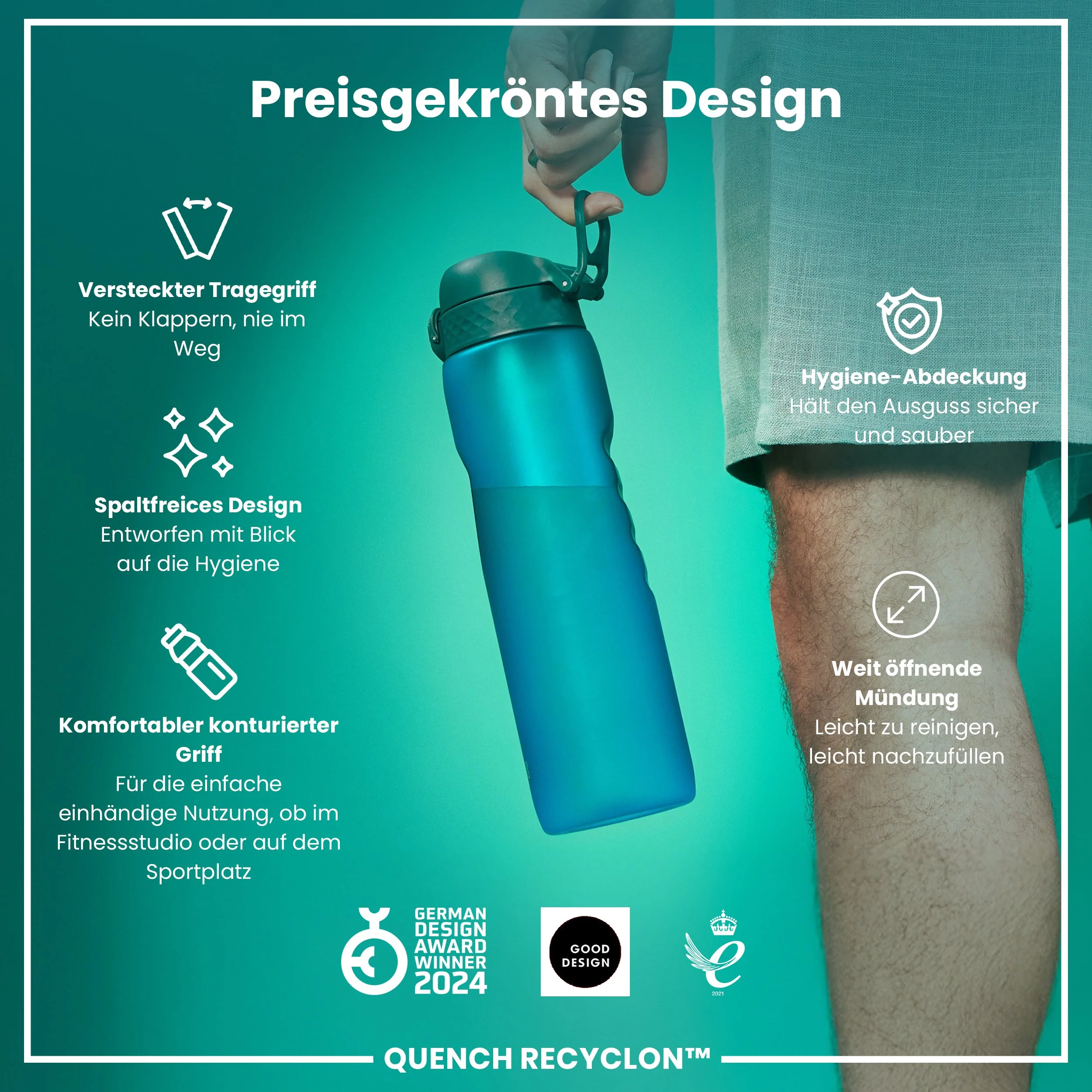 Recyclon-Trinkflasche, Aqua, 1 L - Image 6