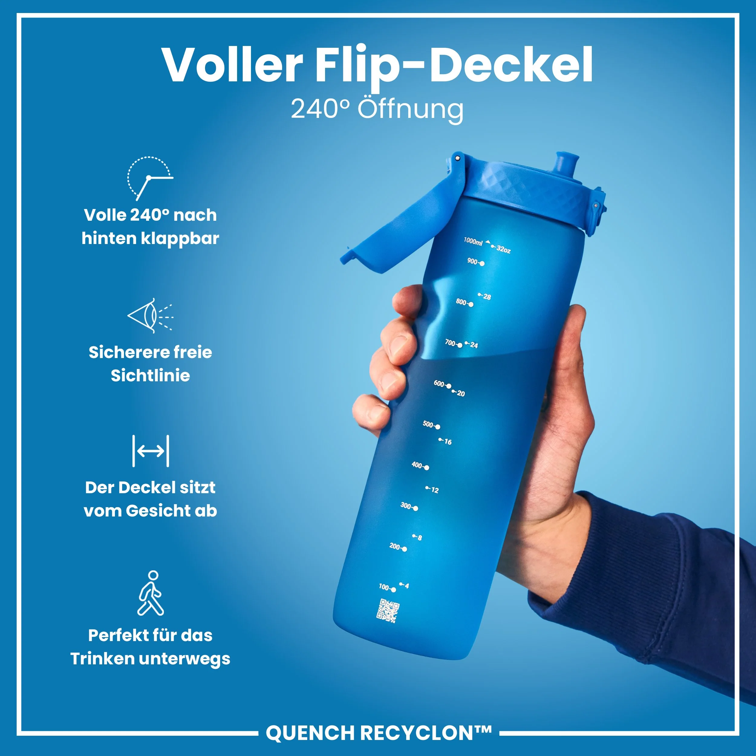 Recyclon-Trinkflasche, Blau, 1 L - Image 4