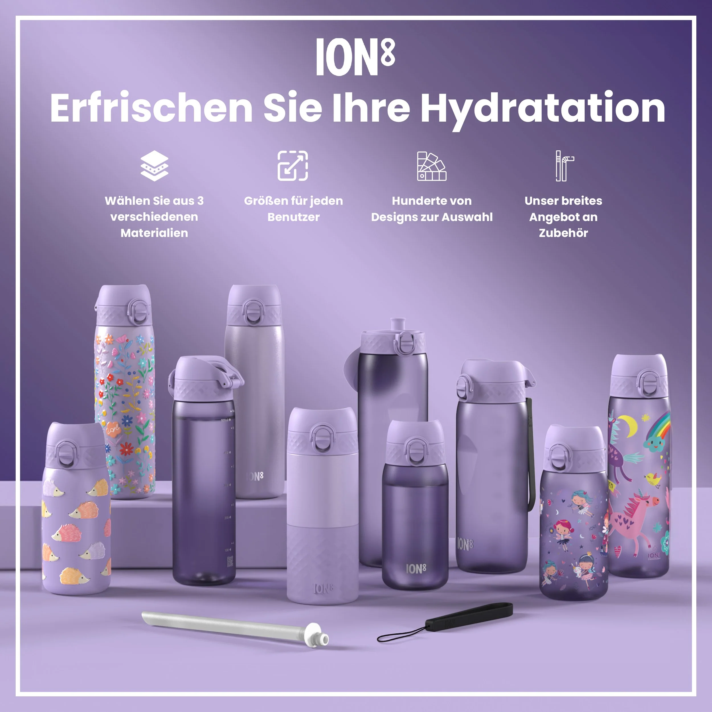 Isolierte Edelstahl-Trinkflasche, Helllila, 1 L - Image 7