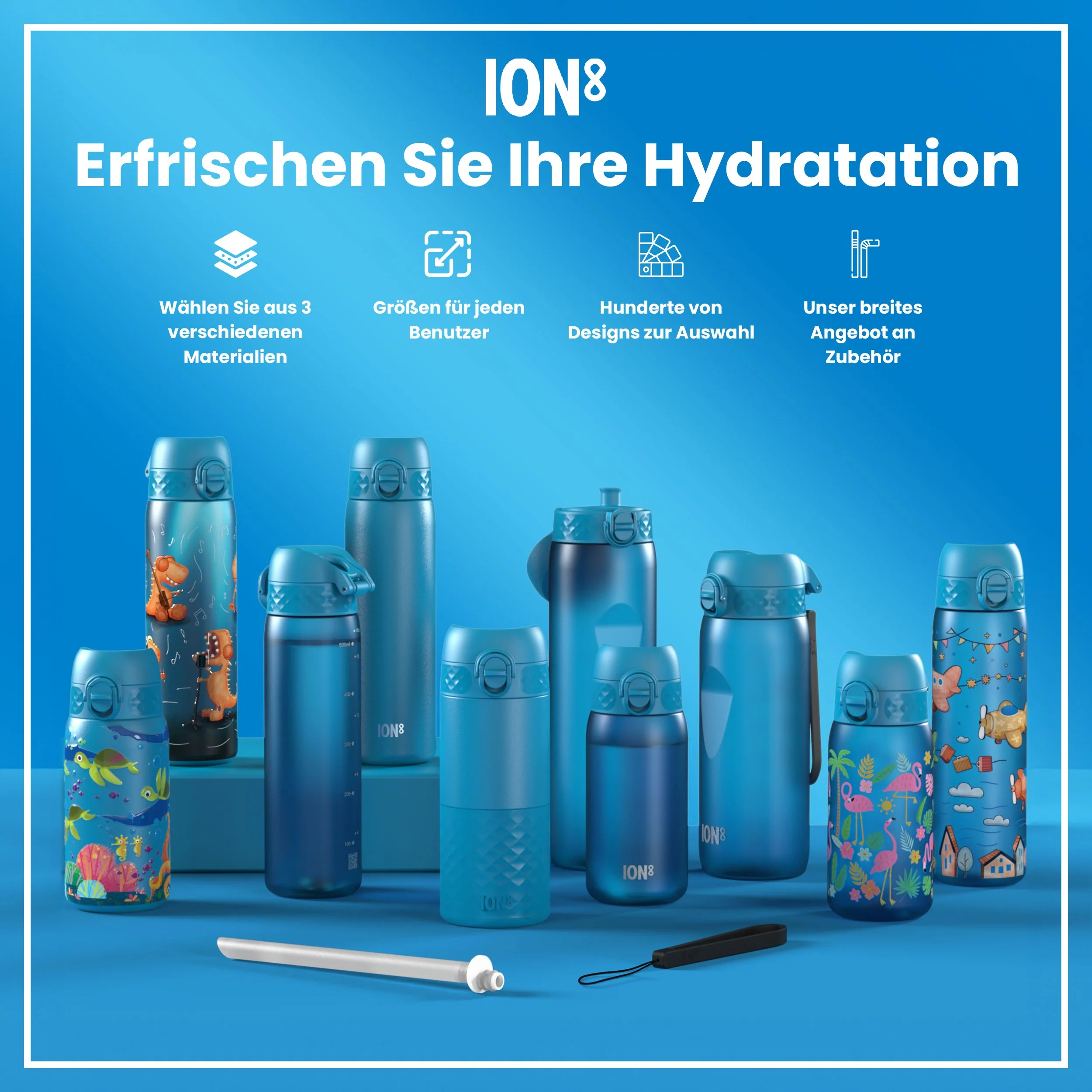 Isolierte Edelstahl-Trinkflasche, Blau, 1 L - Image 7