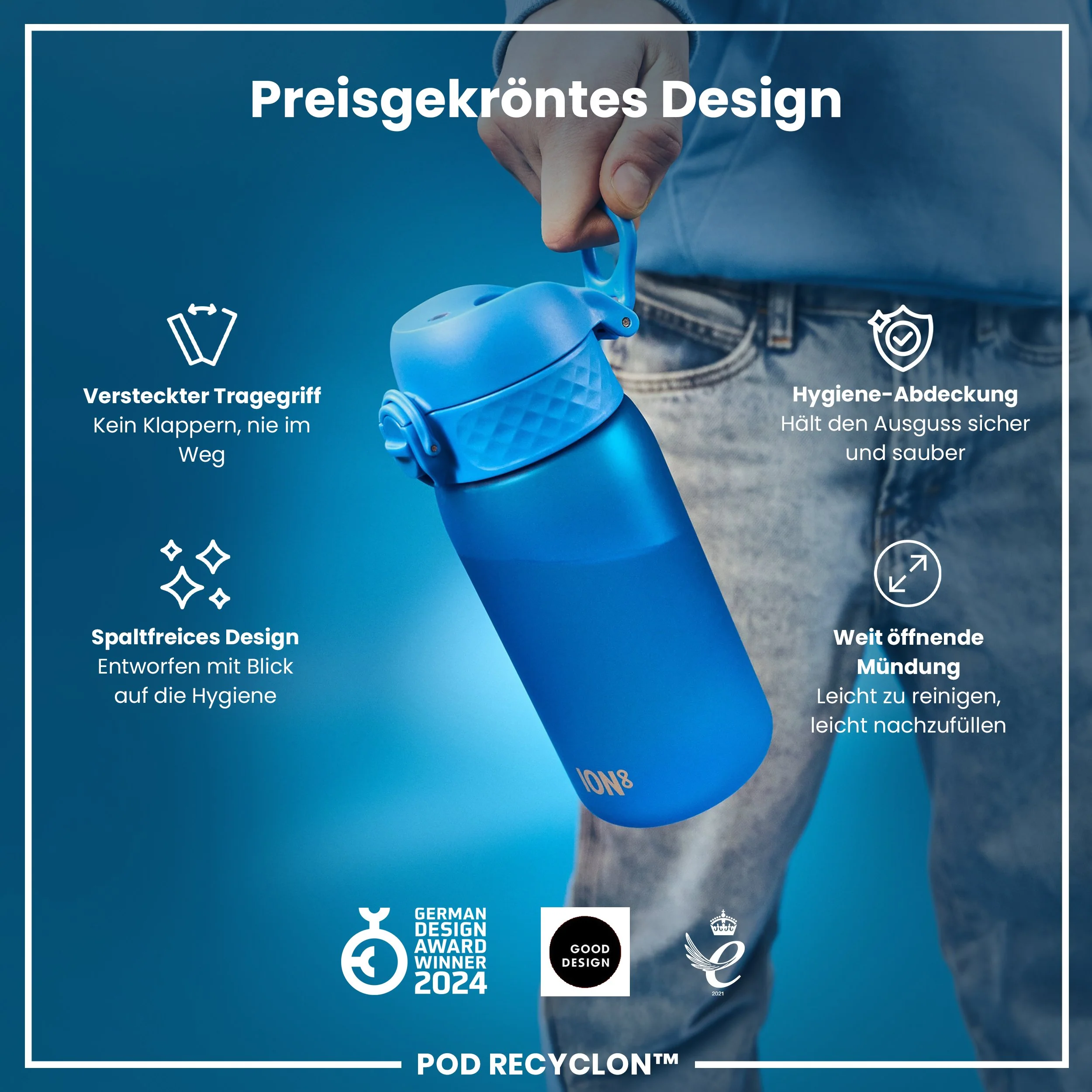Recyclon Trinkflasche, Blau, 350 ml - Image 6