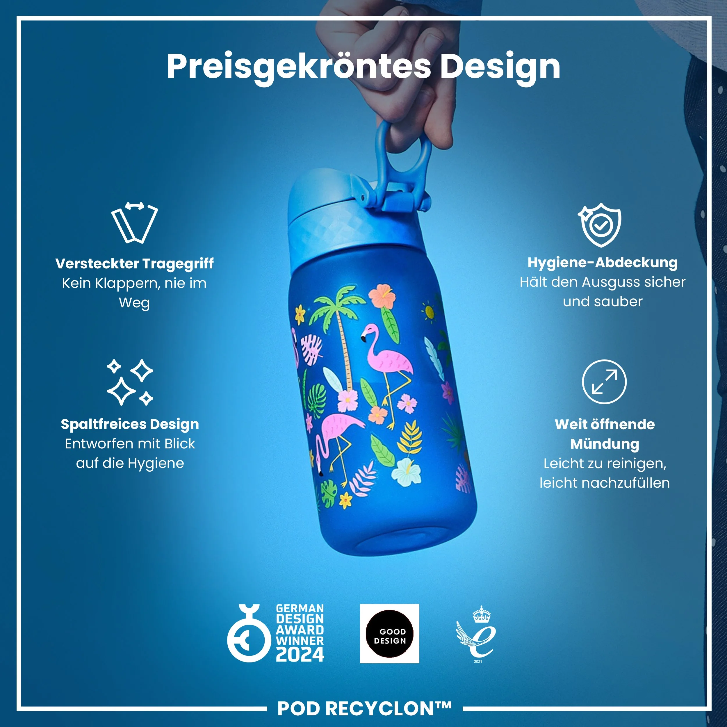 Recyclon Trinkflasche, Flamingo-Design, 350 ml - Image 6