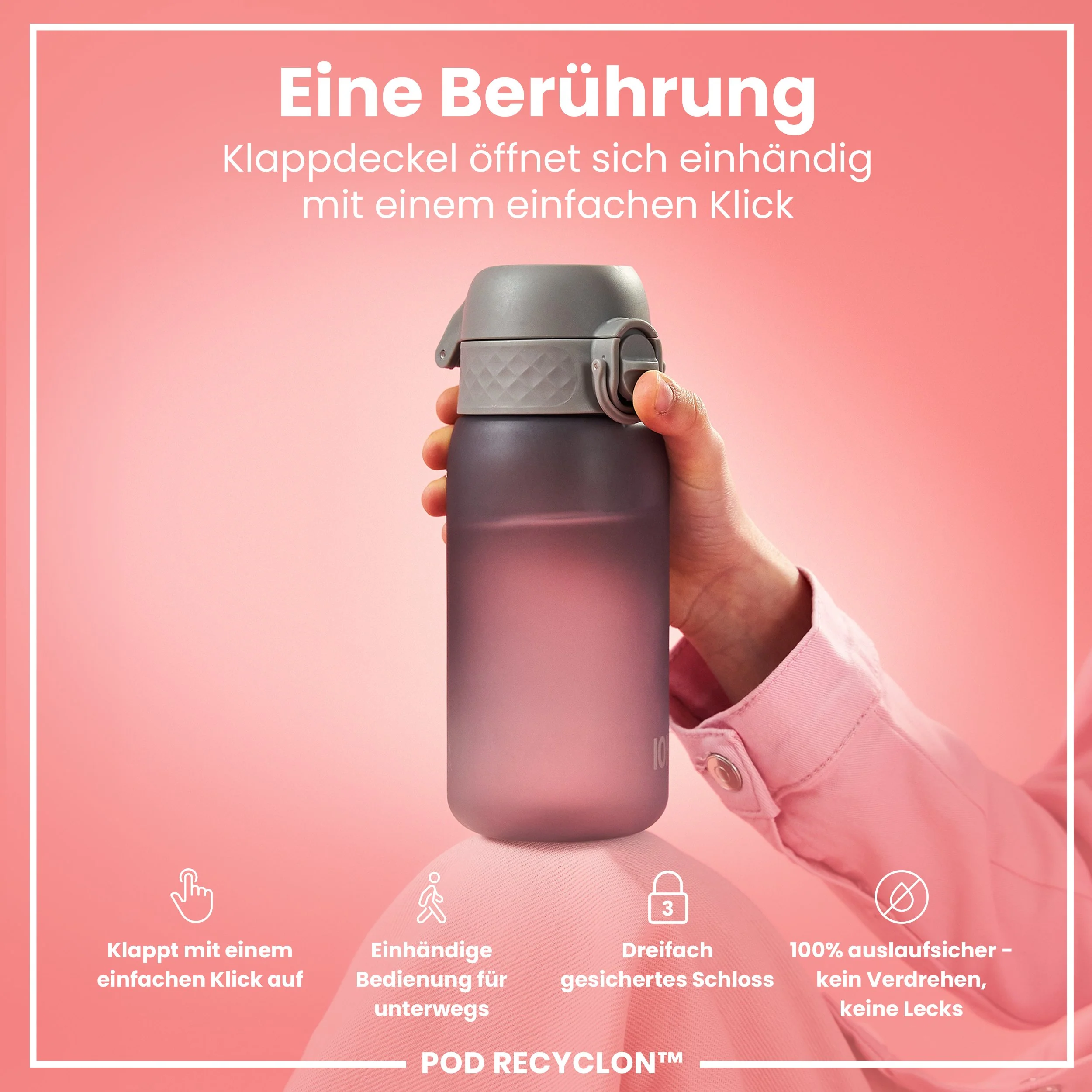Recyclon Trinkflasche, Grau, 350 ml - Image 3