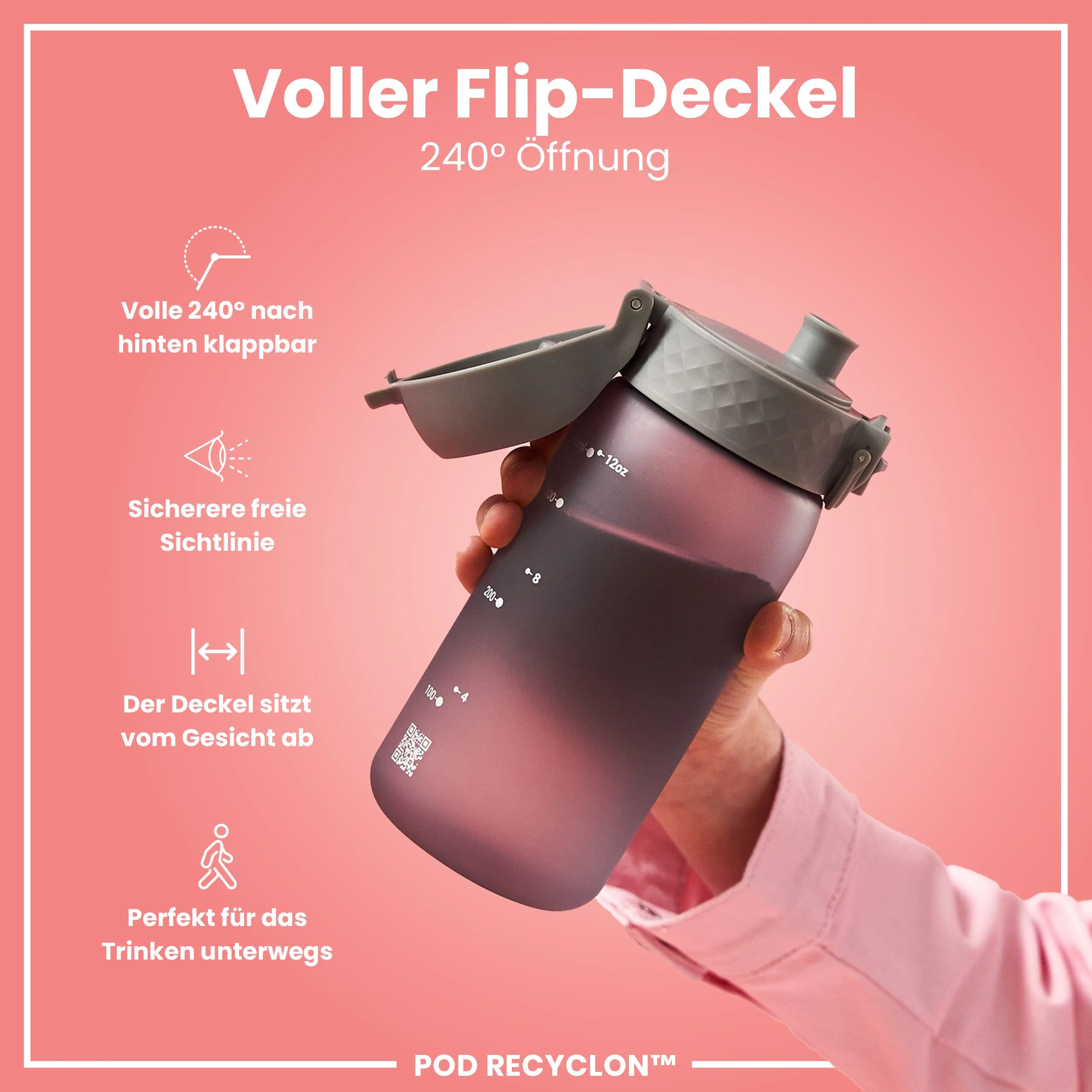 Recyclon Trinkflasche, Grau, 350 ml - Image 4