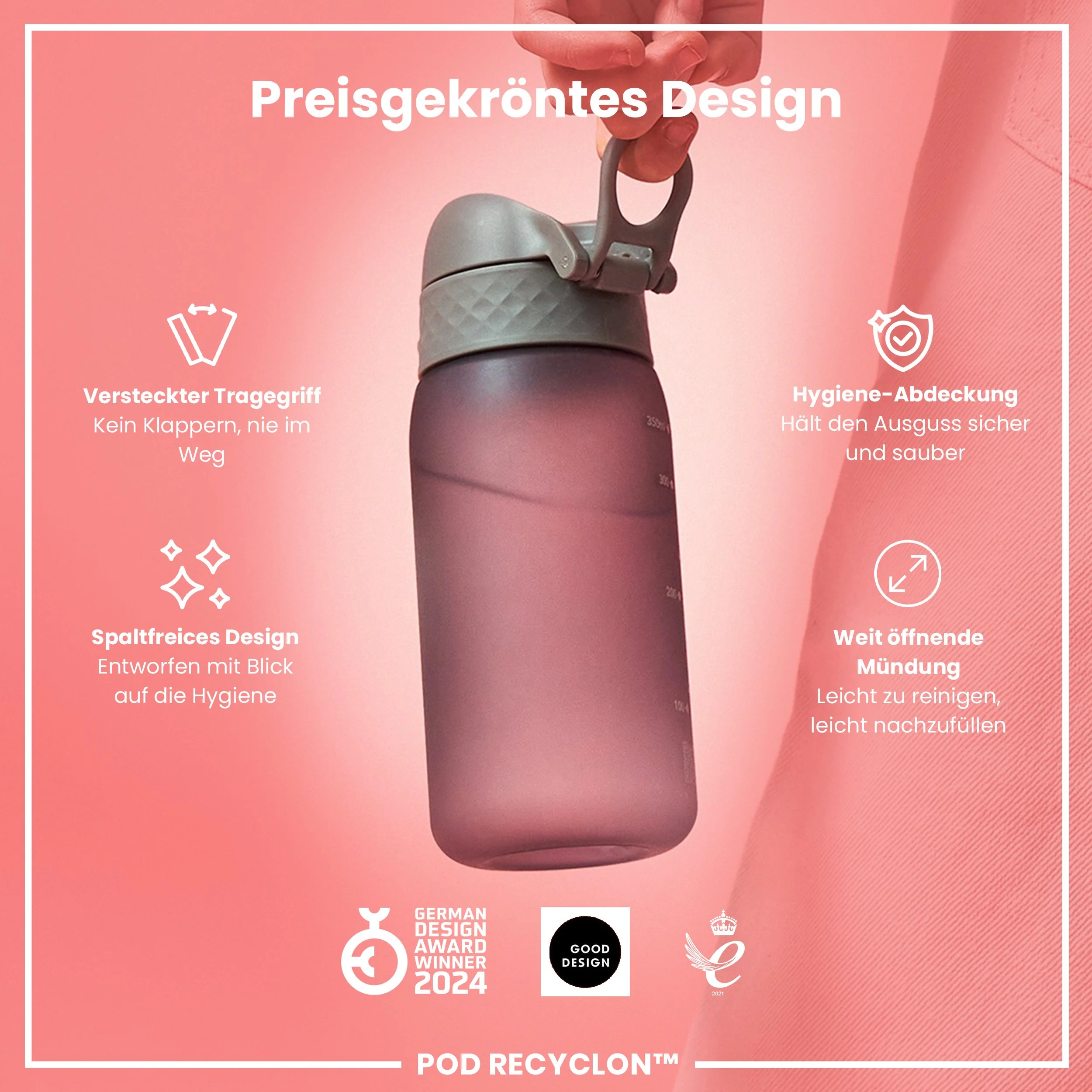 Recyclon Trinkflasche, Grau, 350 ml - Image 6