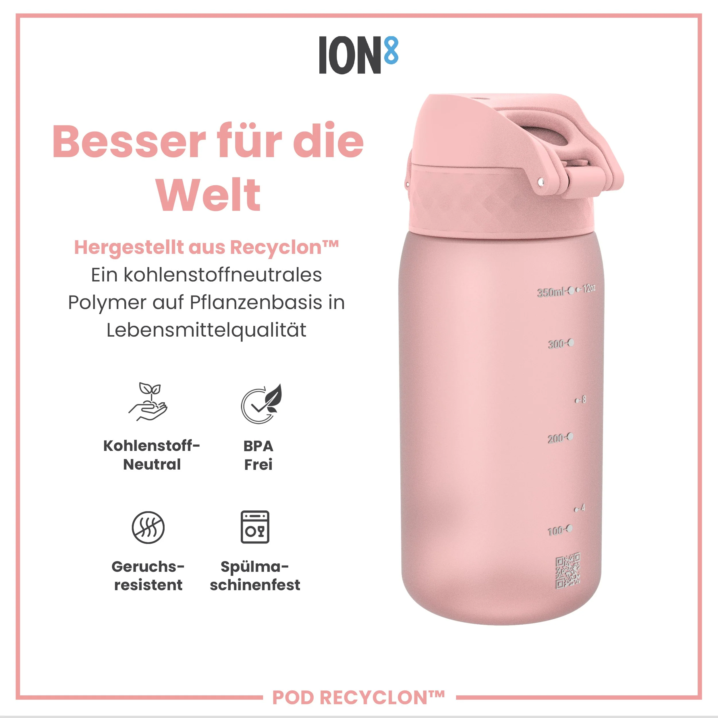 Recyclon Trinkflasche, Rosenquarz, 350 ml - Image 5