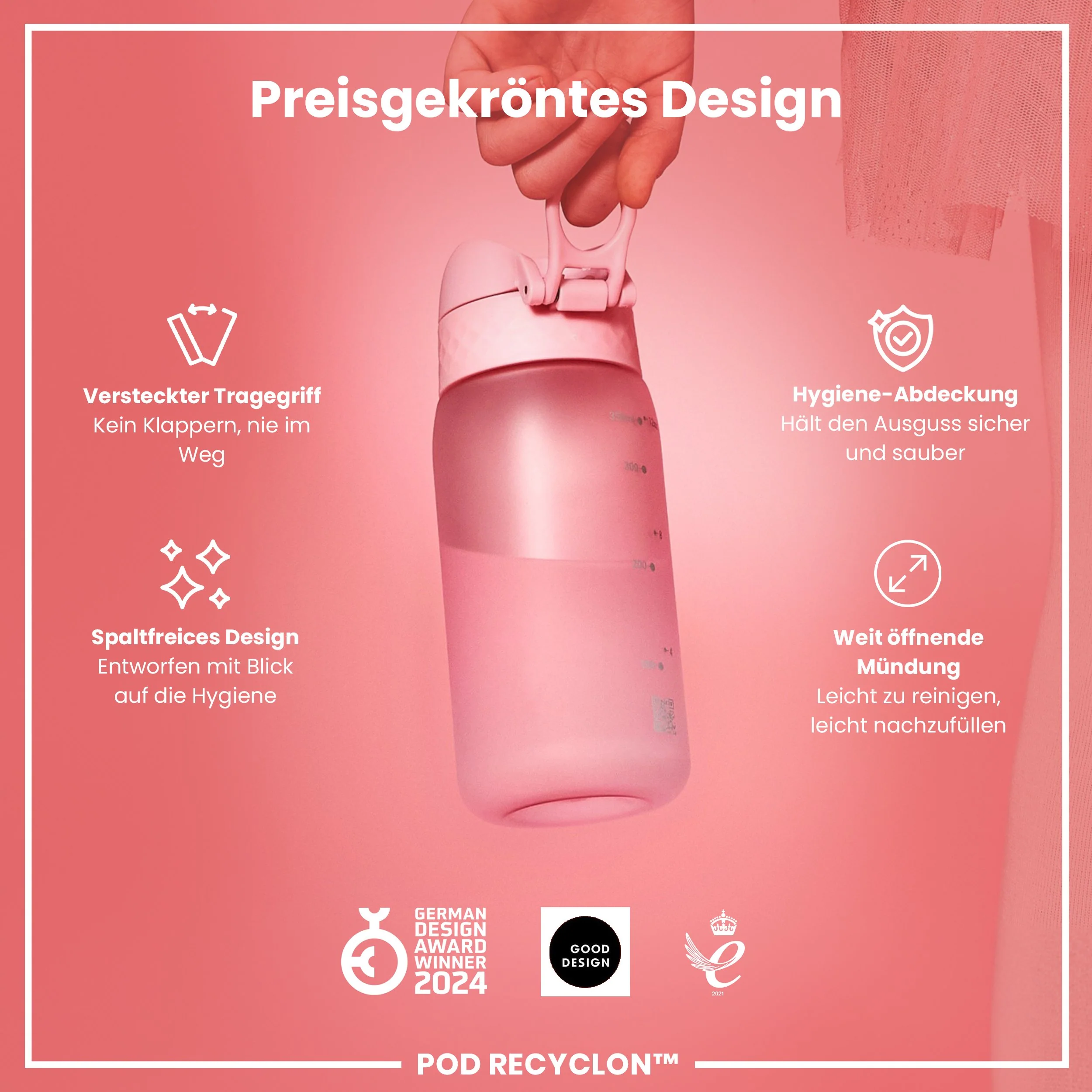 Recyclon Trinkflasche, Rosenquarz, 350 ml - Image 6