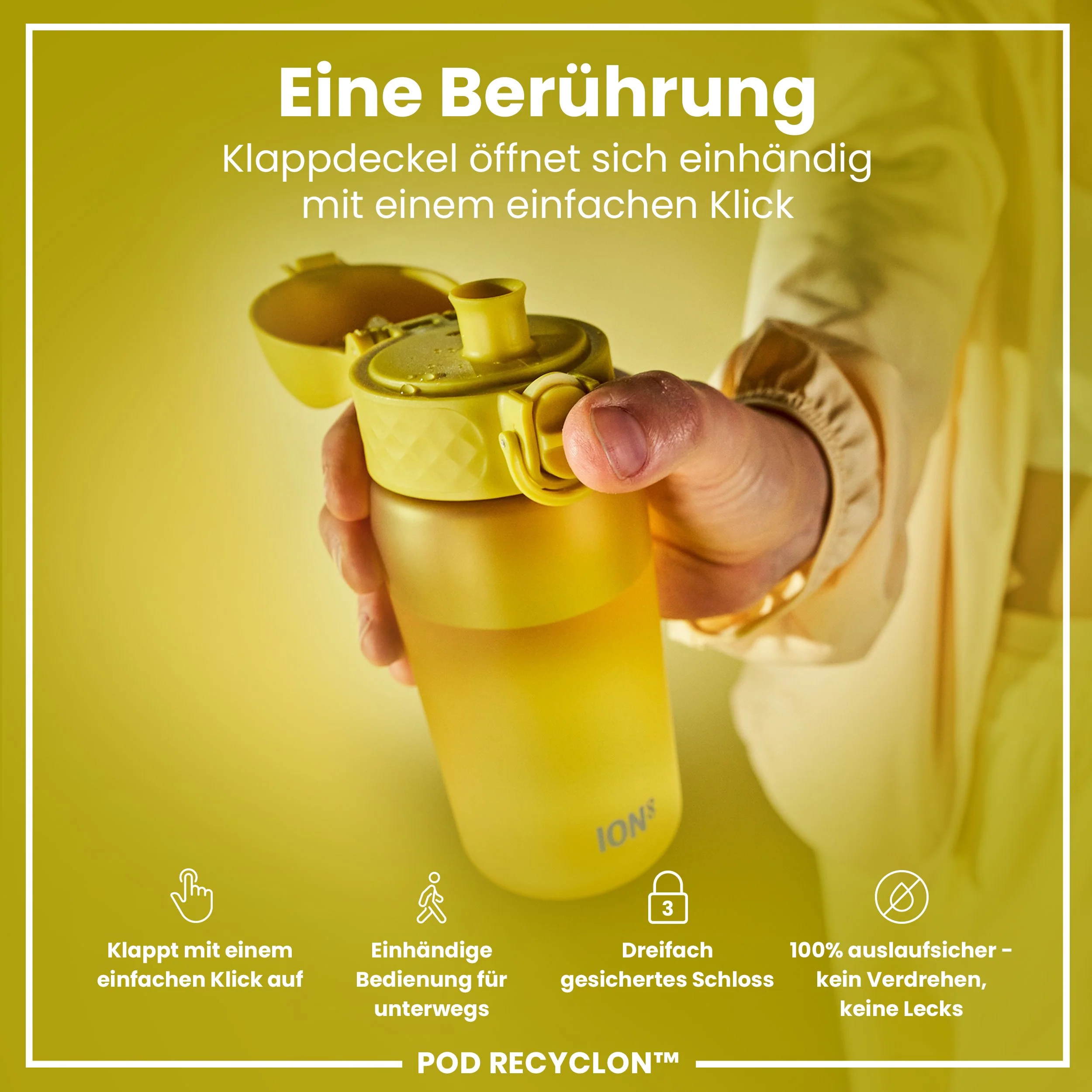 Recyclon Trinkflasche, Gelb, 350 ml - Image 3