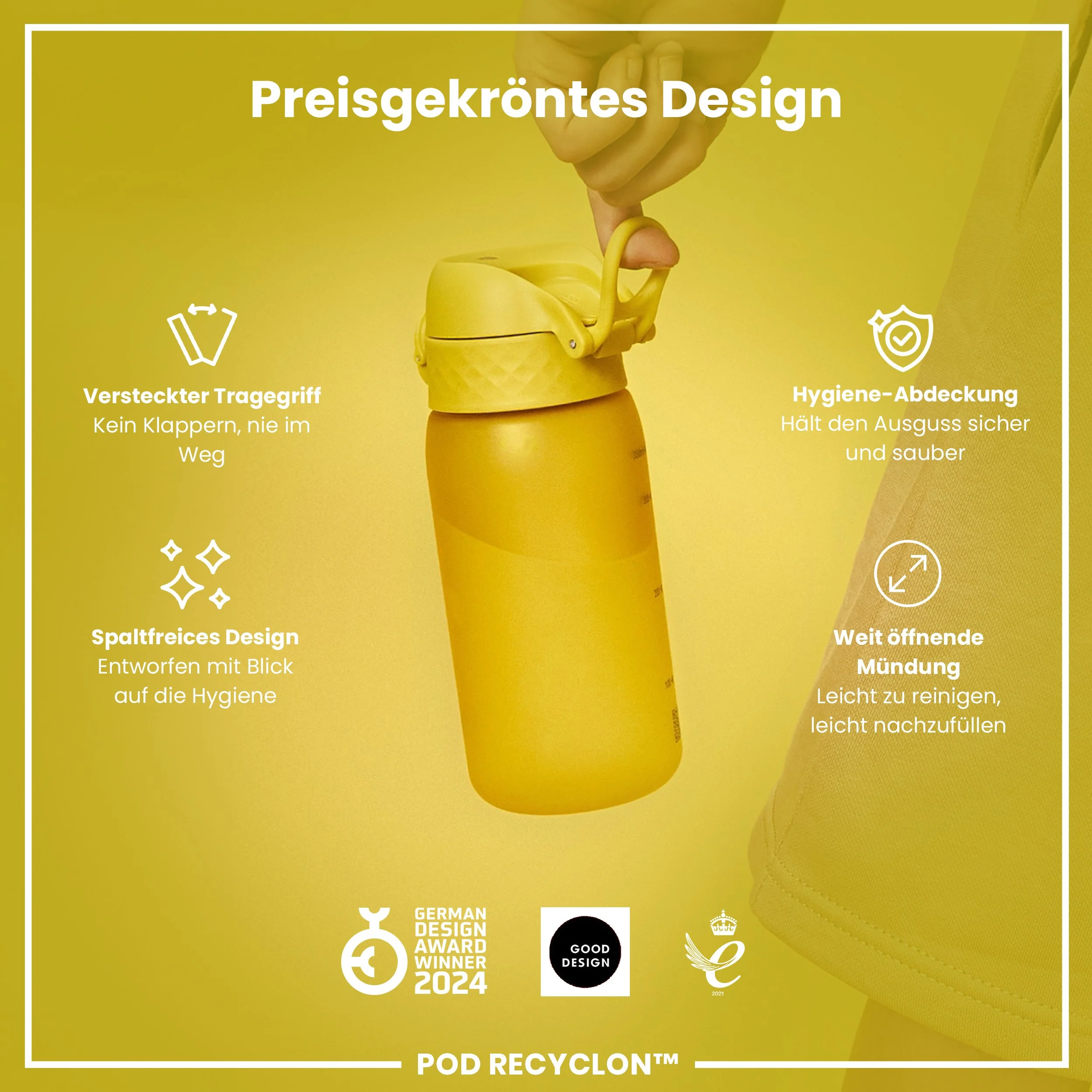 Recyclon Trinkflasche, Gelb, 350 ml - Image 6