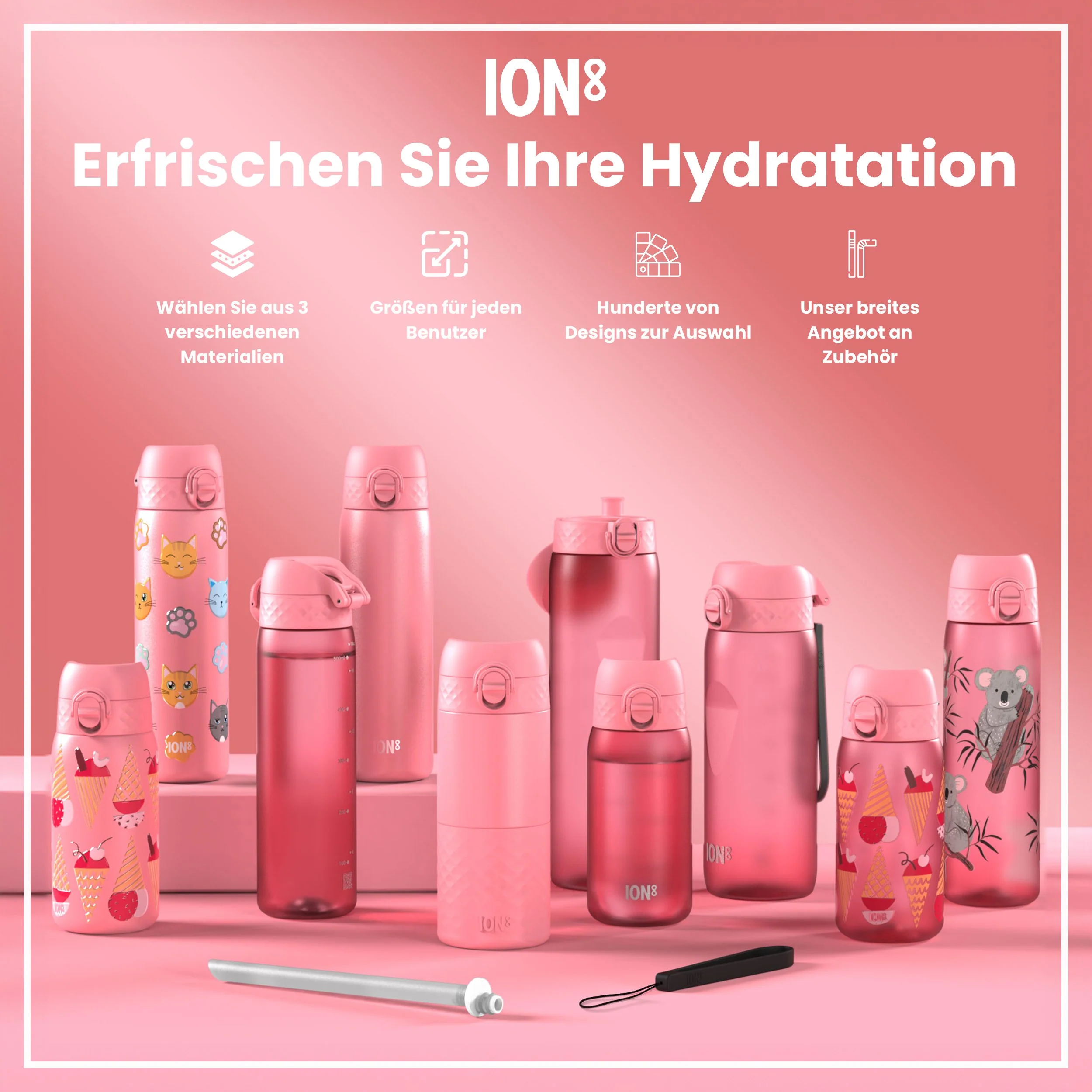 Leichte Edelstahl-Trinkflasche, Eiscreme, 400 ml - Image 7