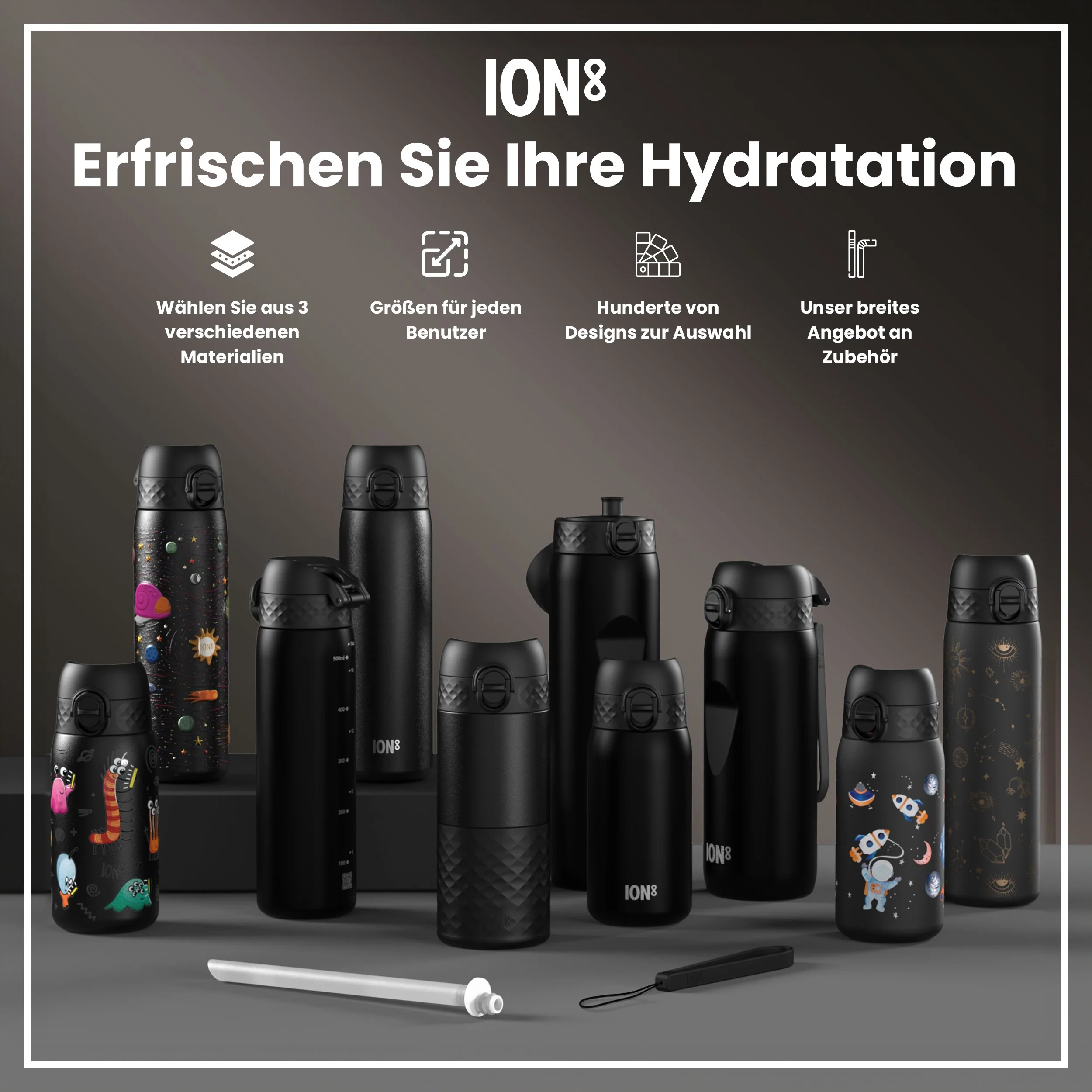 Leichte Edelstahl-Trinkflasche, Weltraum - Image 7