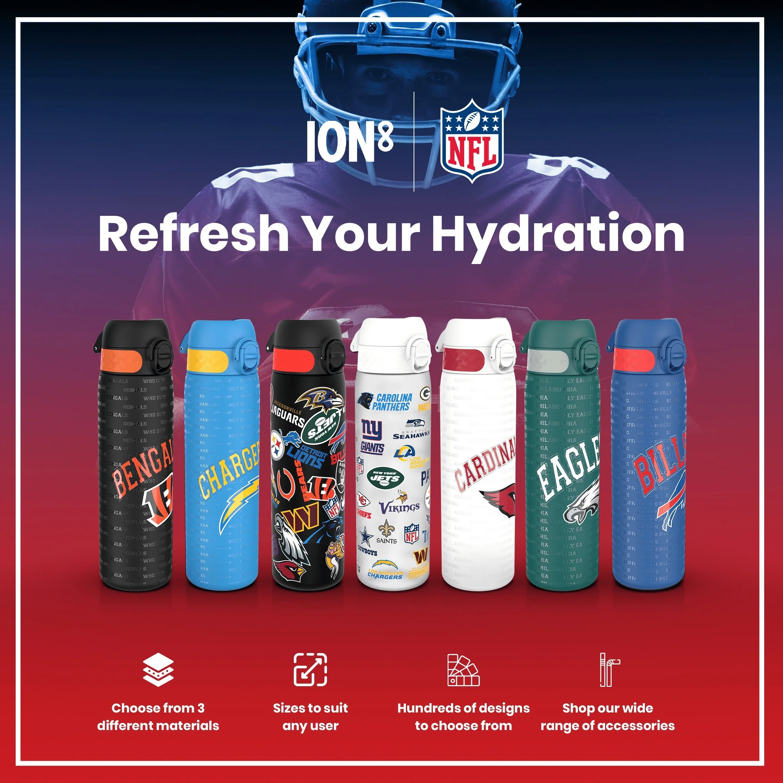 NFL x ION8, Leichte Edelstahl, Tampa Bay Buccaneers, 600 ml - Image 7