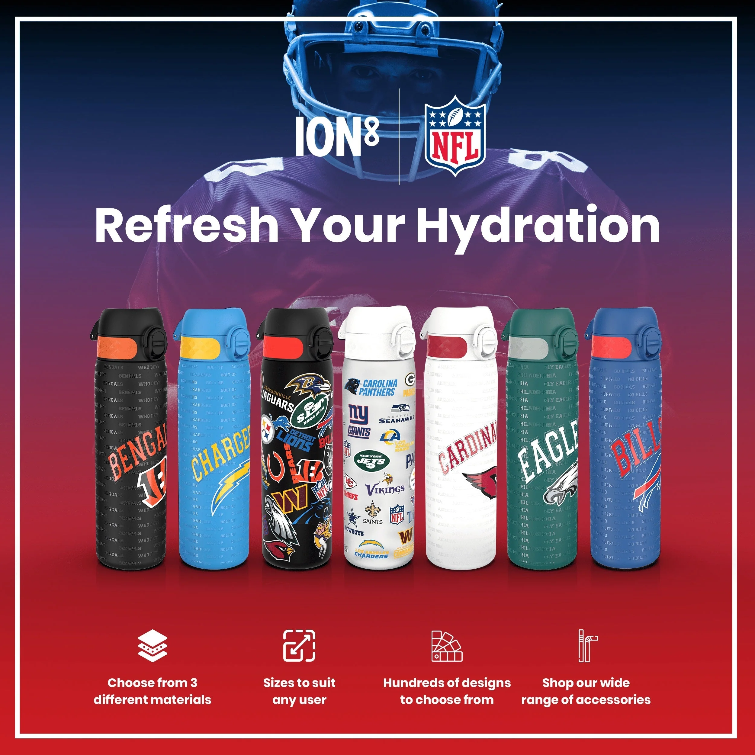 NFL x ION8, Leichte Edelstahl, New York Giants, 600 ml - Image 7