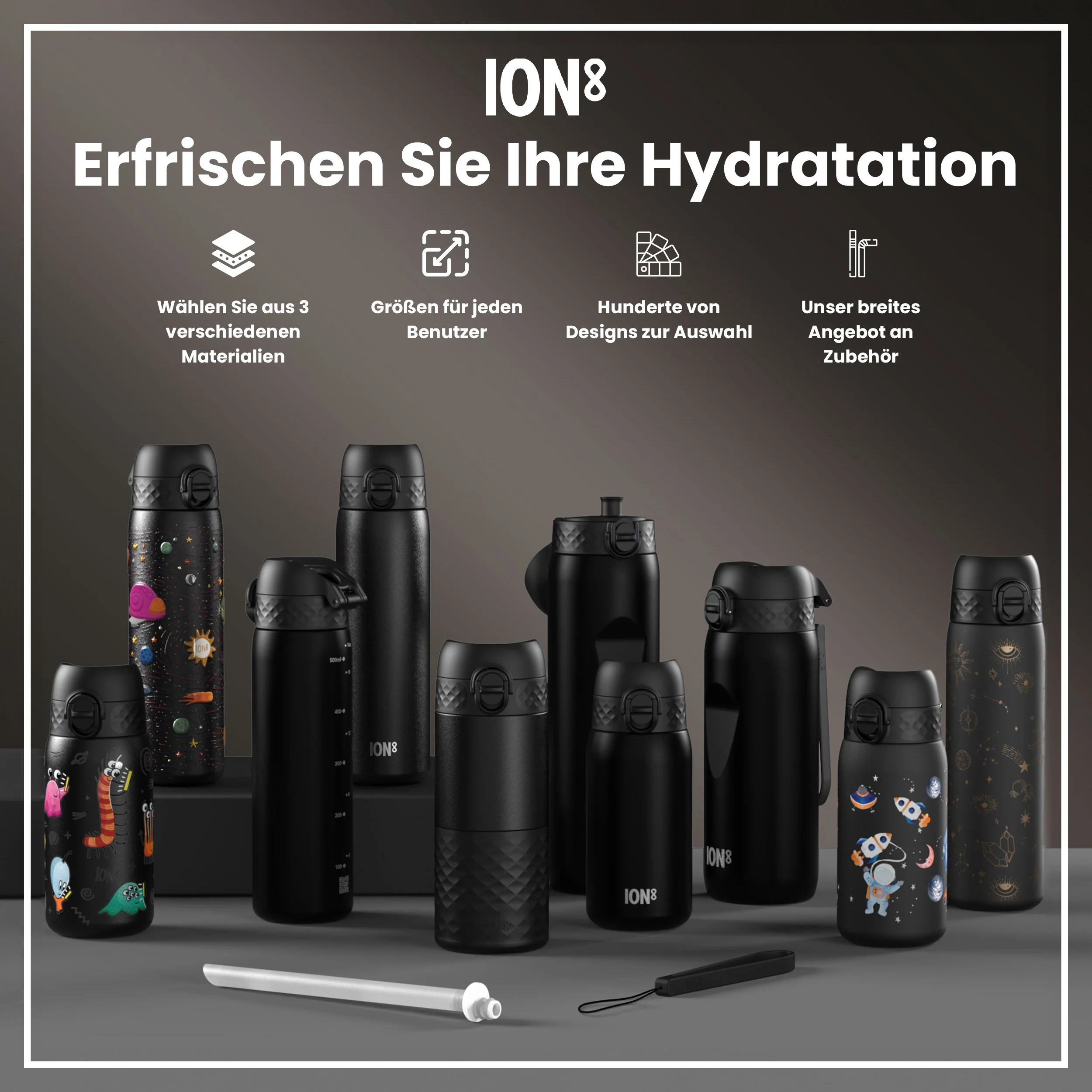 Leichte Edelstahl-Trinkflasche, Design „Raumschiffe, 600 ml - Image 7