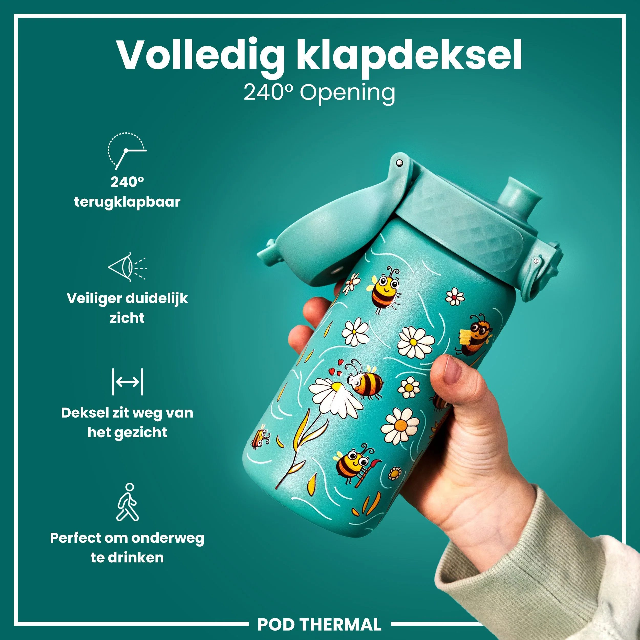 Isolierte Edelstahl-Trinkflasche, Bienen, 320 ml - Image 4