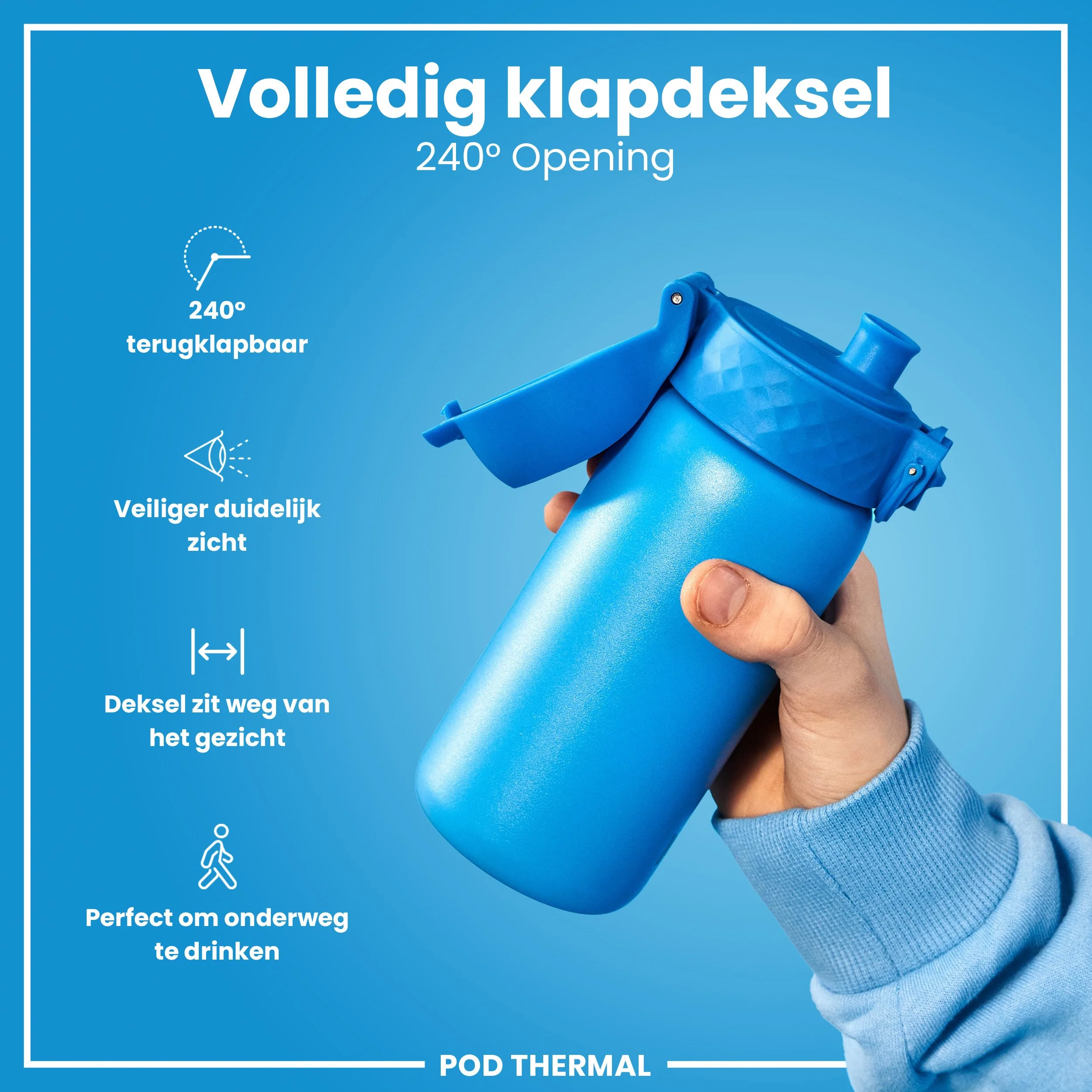 Isolierte Edelstahl-Trinkflasche, Blau, 320 ml - Image 4