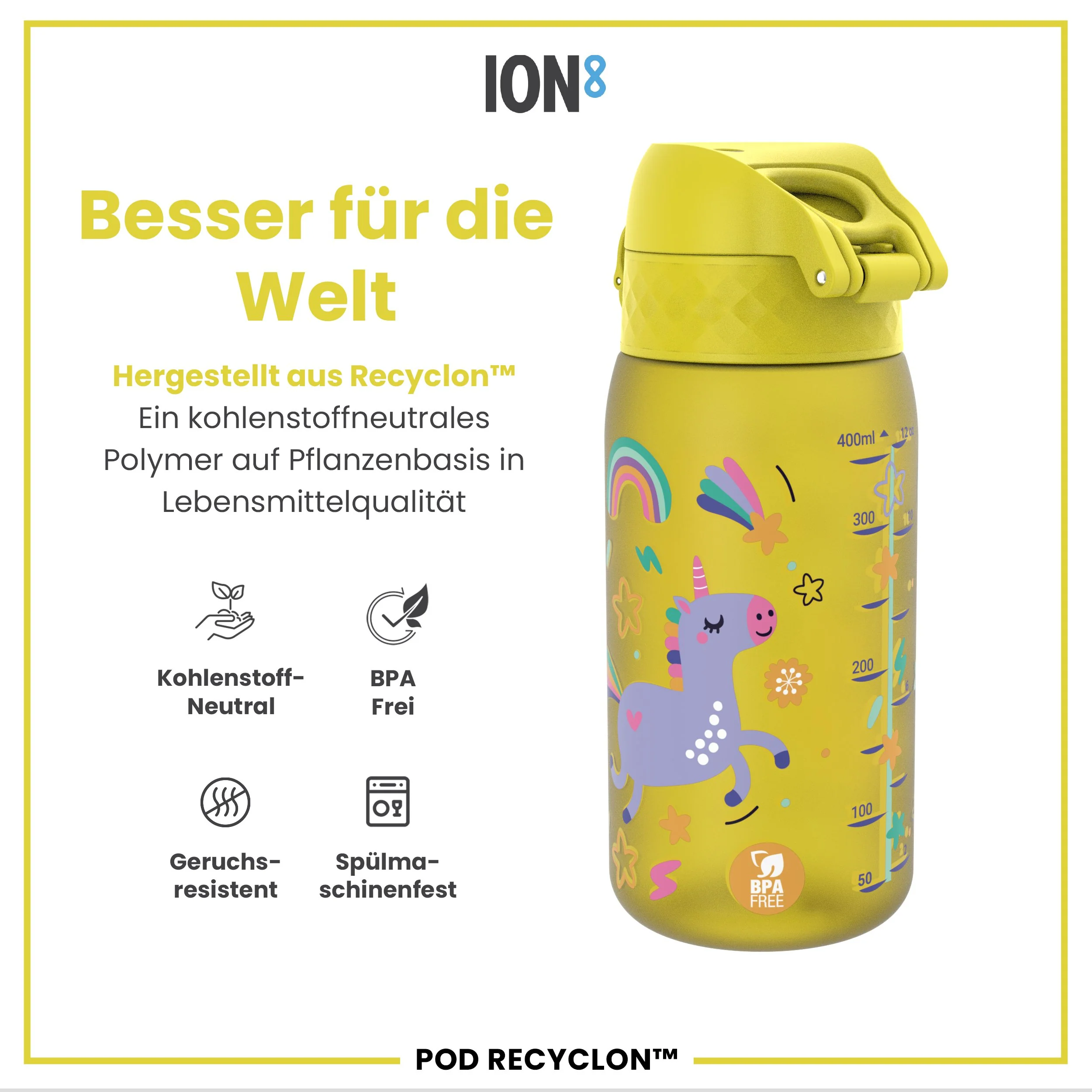 Recyclon Trinkflasche, Gelbe Einhorn, 350 ml - Image 5
