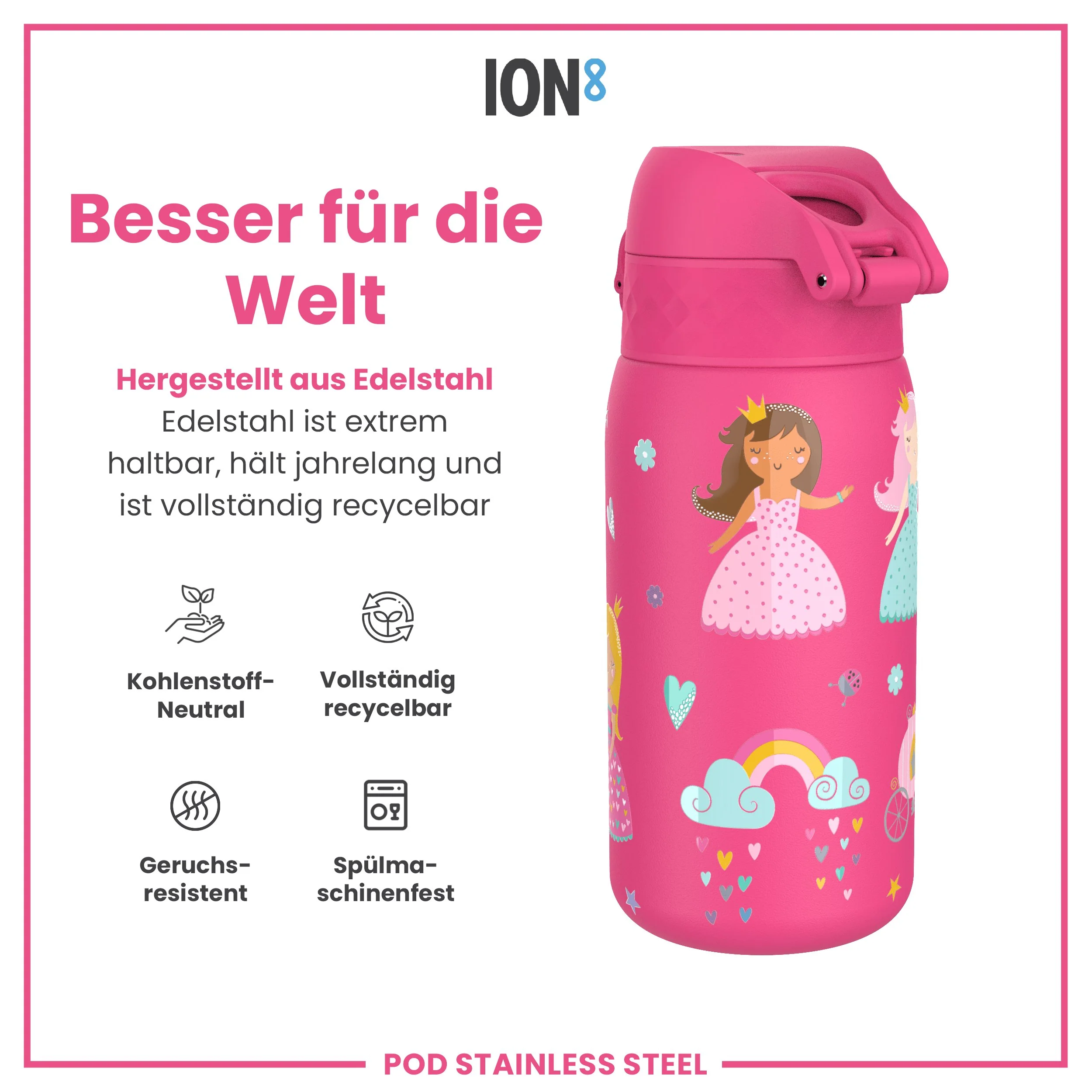 Leichte Edelstahl-Trinkflasche, Prinzessinâ 400 ml - Image 5