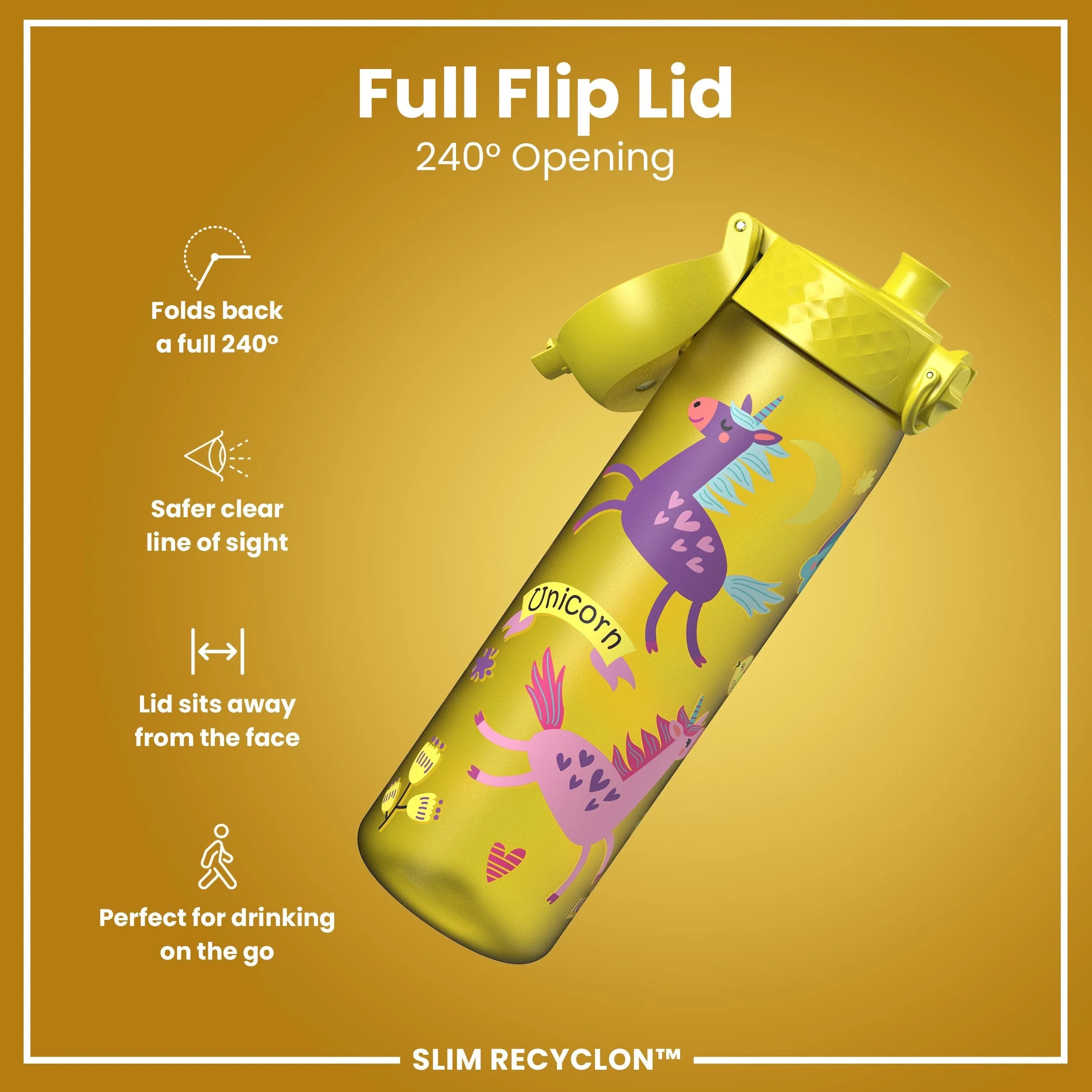 Recyclon Trinkflasche, Gelbe Einhörner, 500 ml - Image 4