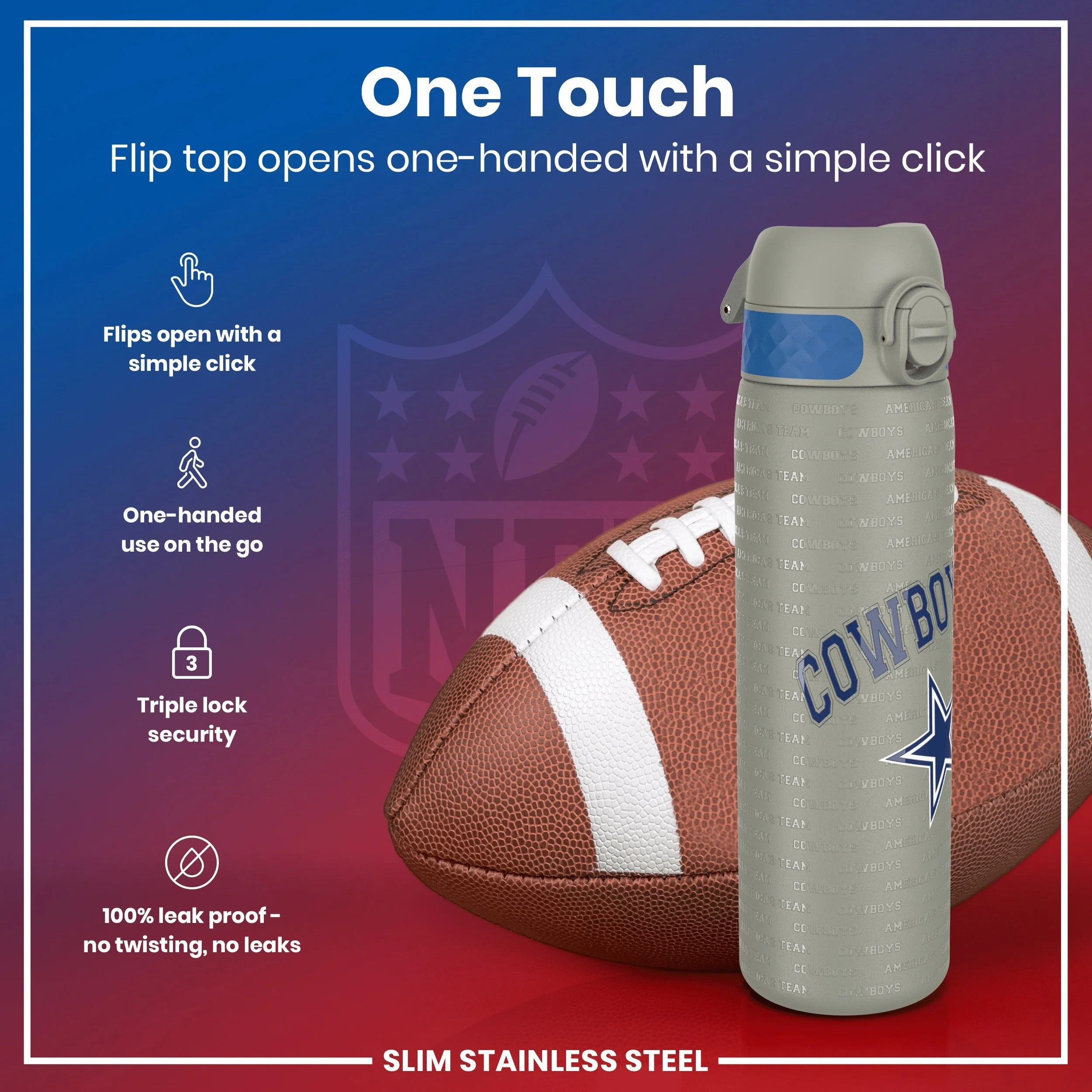 NFL x ION8, Leichte Edelstahl, Dallas Cowboys, 600 ml - Image 3