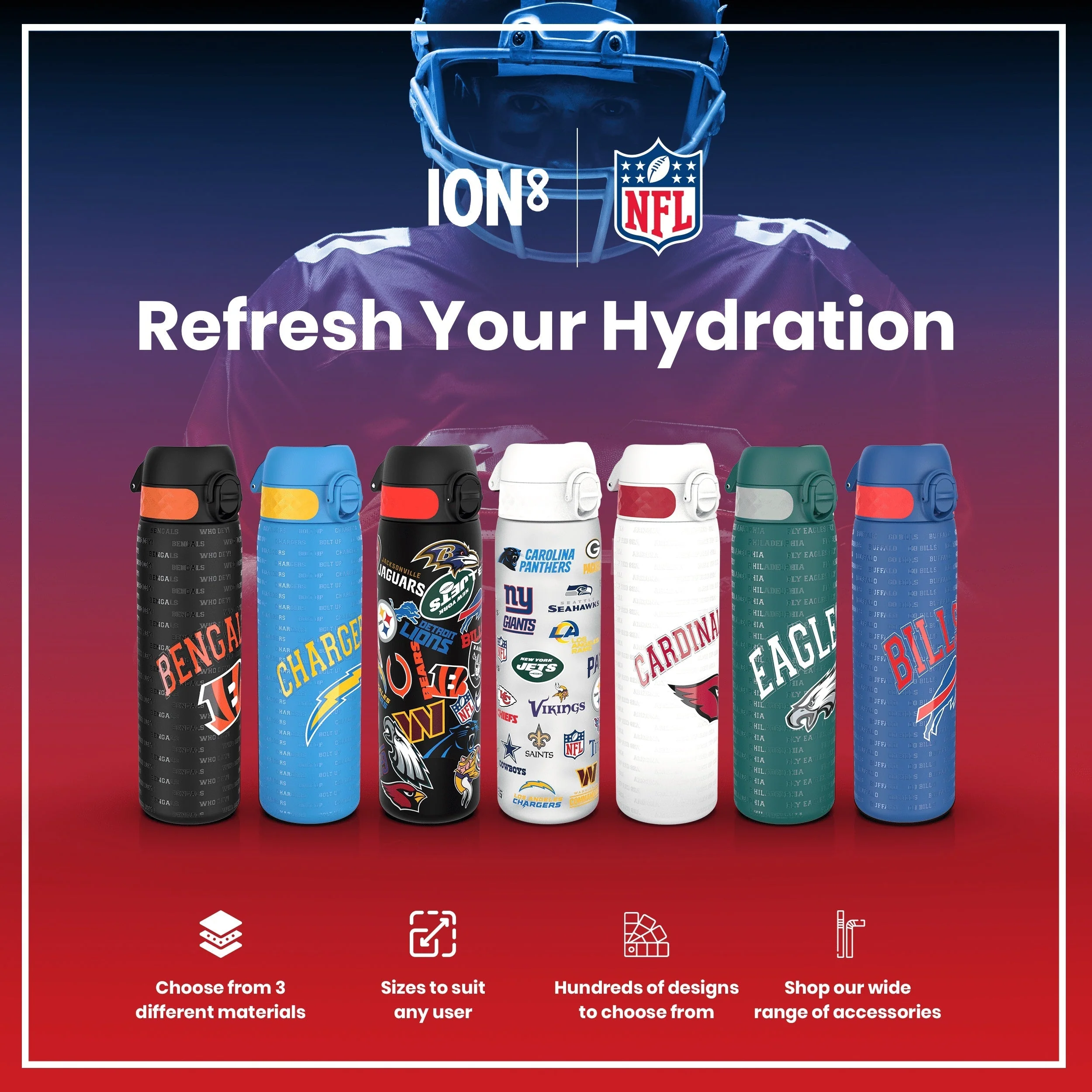 NFL x ION8, Leichte Edelstahl, New York Jets, 600 ml - Image 7