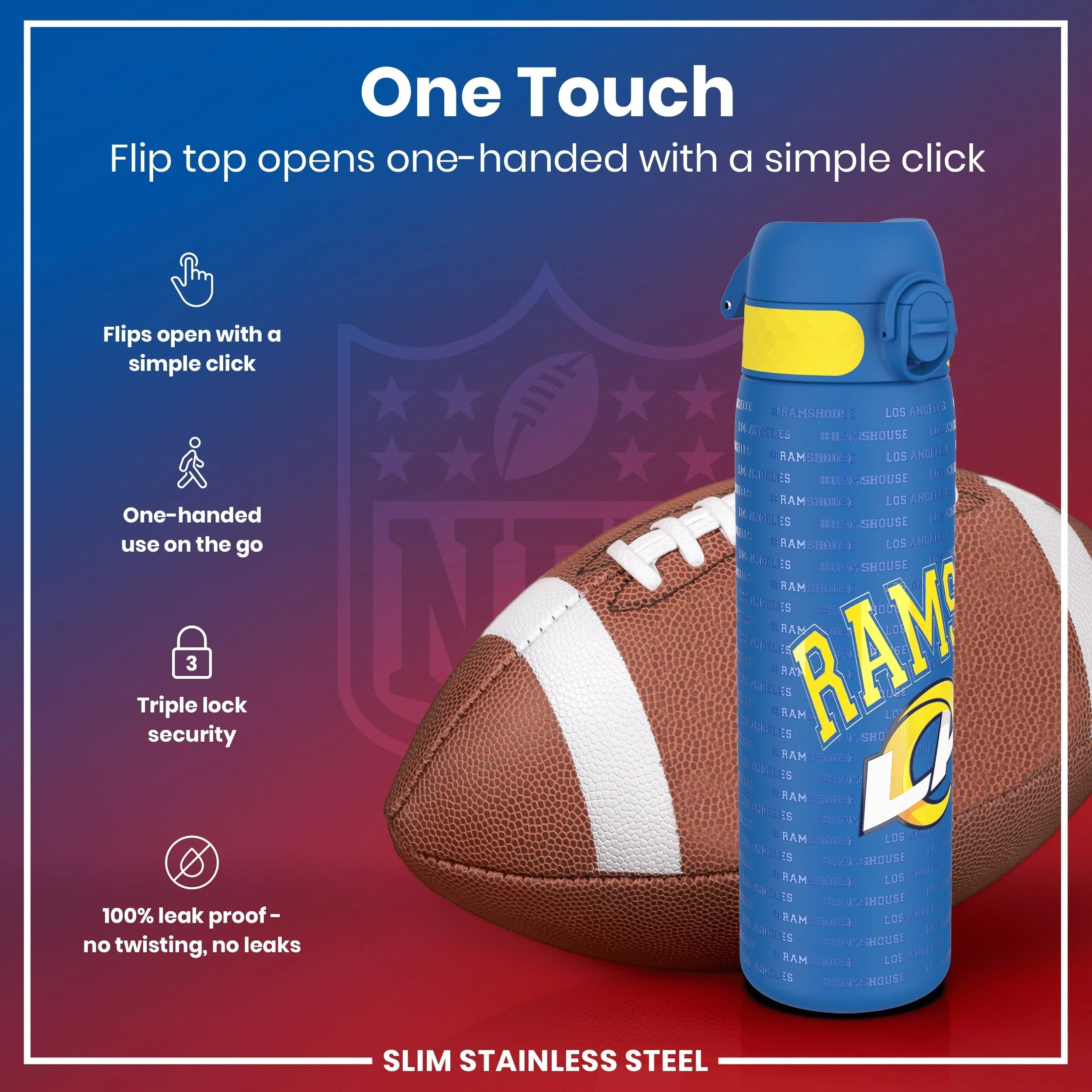NFL x ION8, Leichte Edelstahl, Los Angeles Rams, 600 ml - Image 3