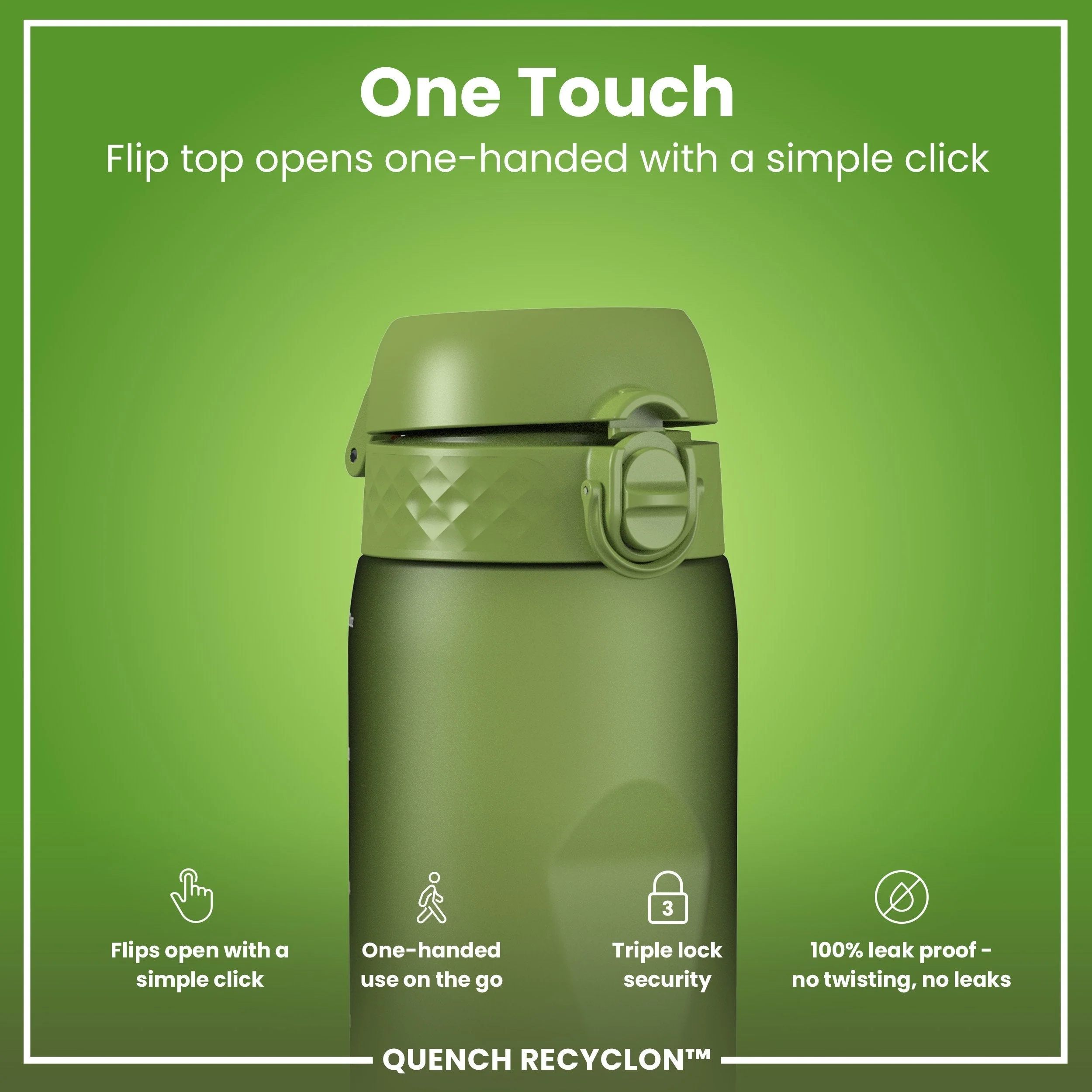 Recyclon-Trinkflasche, Khakigrün, 1 L - Image 3
