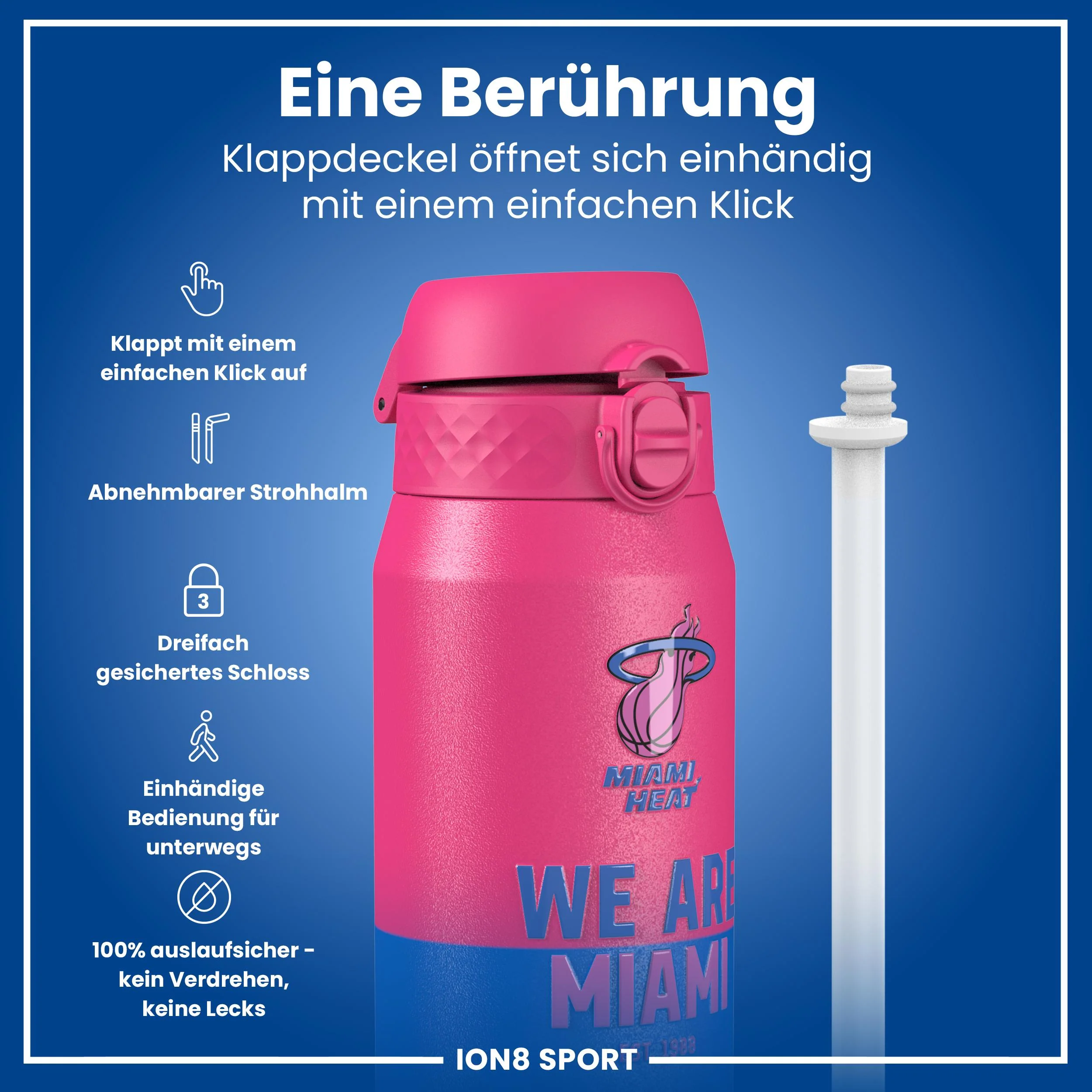 NBA x ION8, Isolierte Edelstahl, Miami Heat, 750 ml - Image 3
