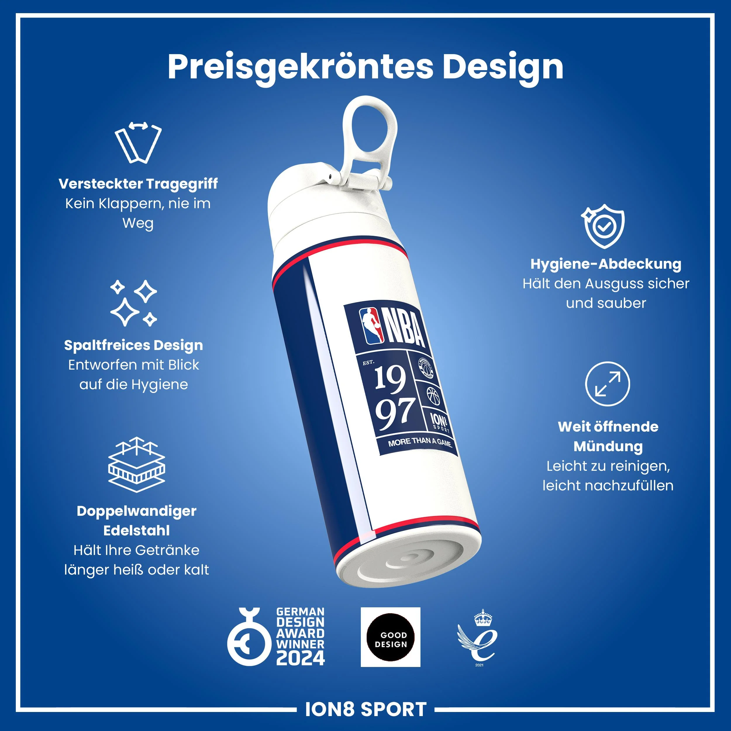 NBA x ION8, Isolierte Edelstahl, D.C Wizards, 750 ml - Image 6