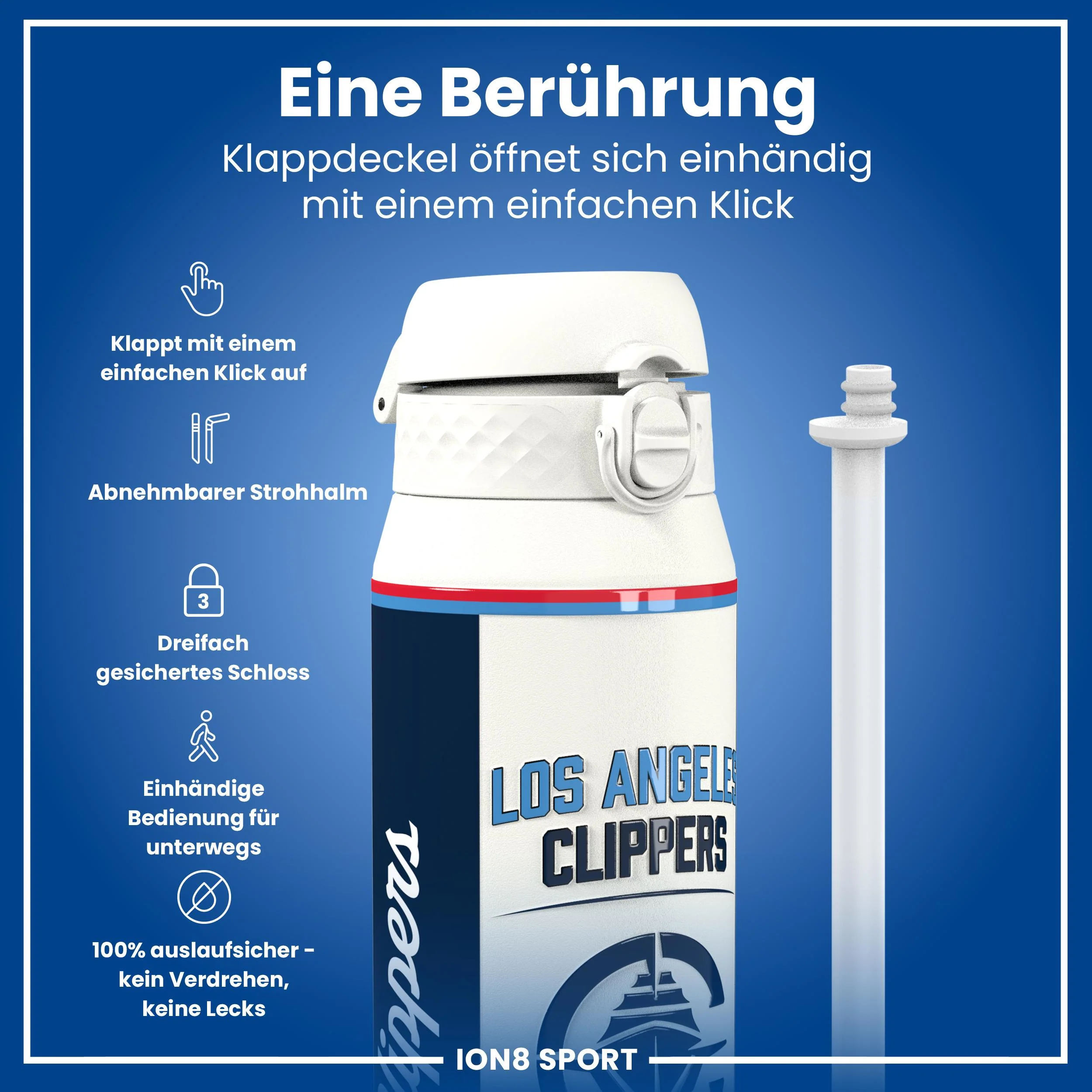 NBA x ION8, Isolierte Edelstahl, LA Clippers, 750 ml - Image 3