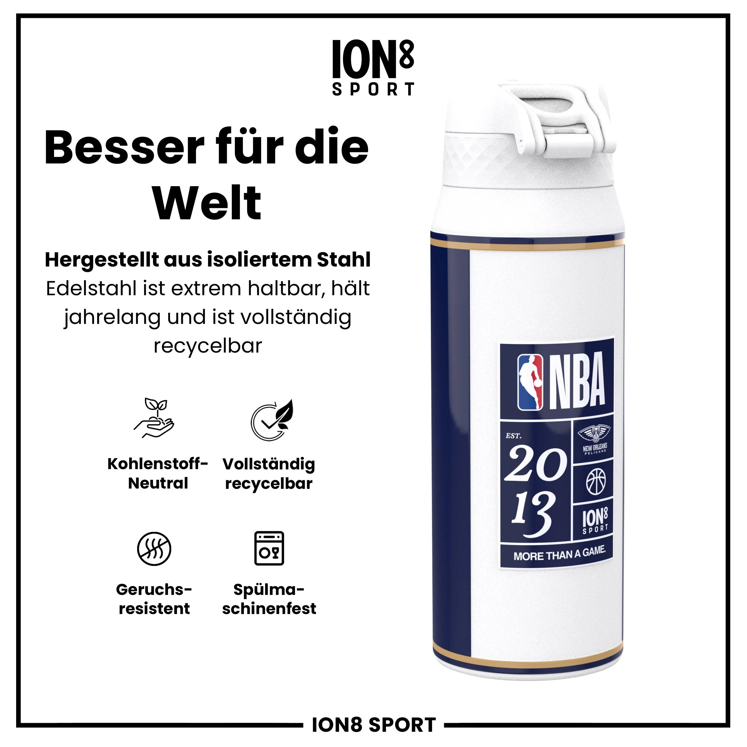 NBA x ION8, Isolierte Edelstahl, NOLA Pelicans, 750 ml - Image 5