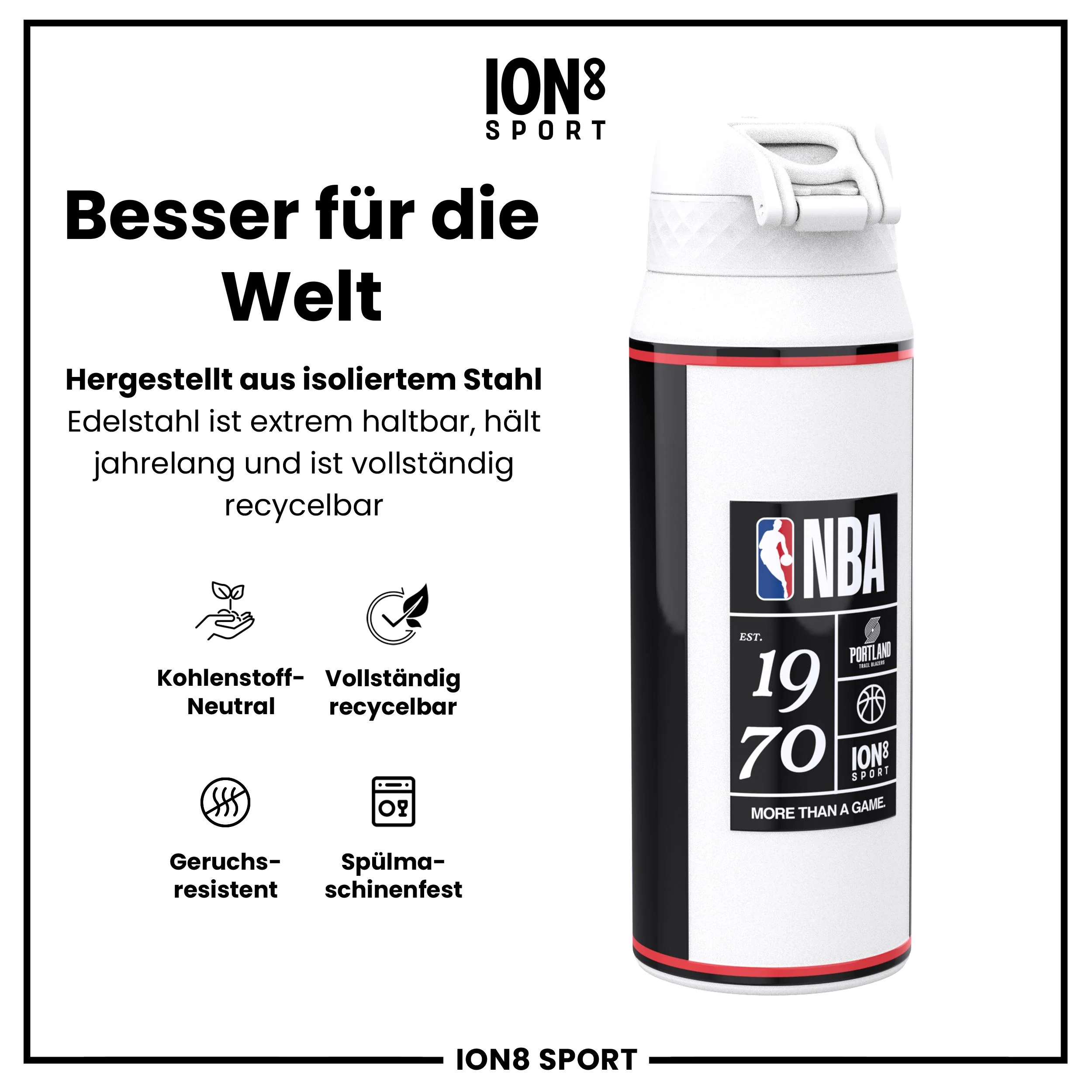 NBA x ION8, Isolierte Edelstahl, Portland Trailblazers, 750 ml - Image 5
