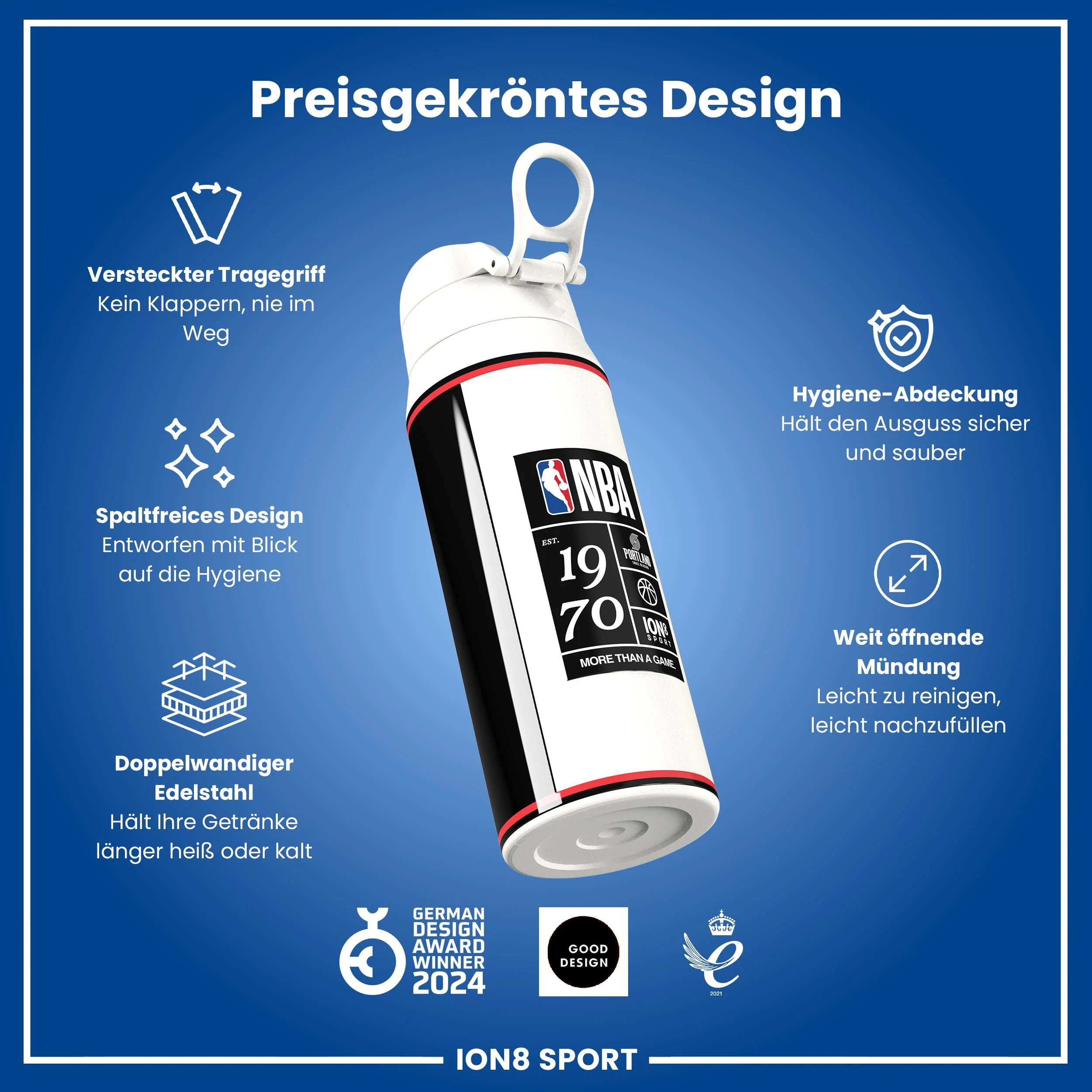 NBA x ION8, Isolierte Edelstahl, Portland Trailblazers, 750 ml - Image 6