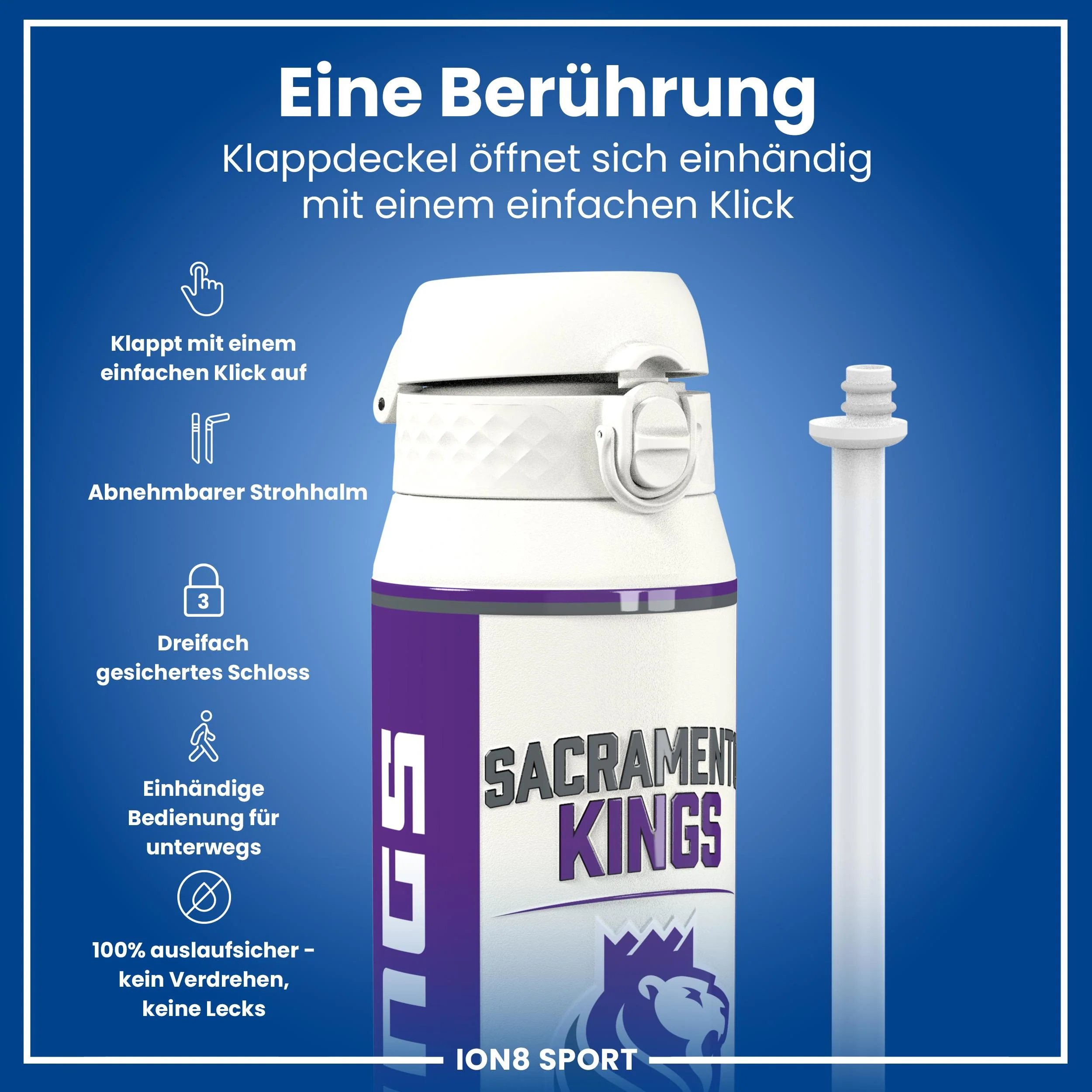 NBA x ION8, Isolierte Edelstahl, Sacramento Kings, 750 ml - Image 3