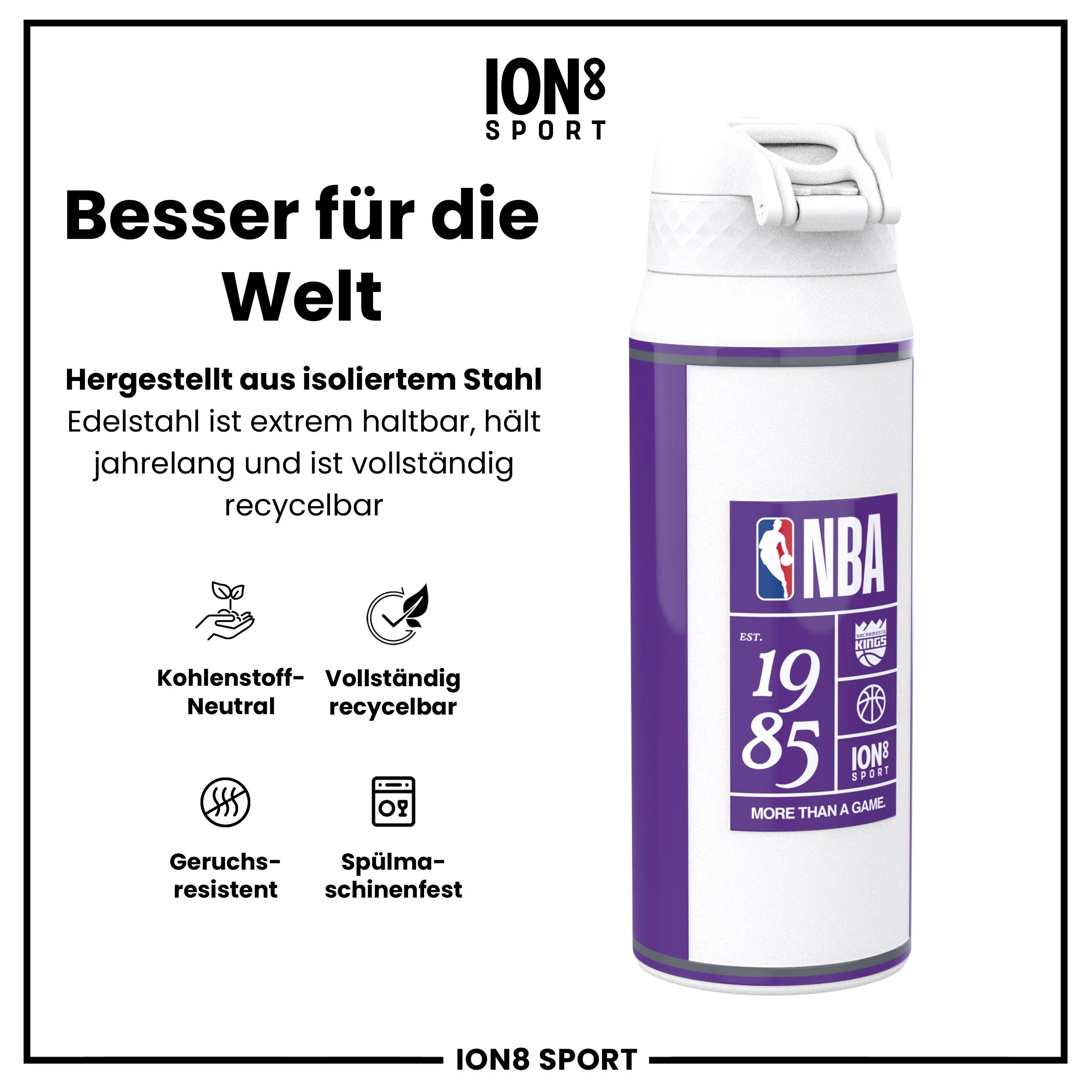 NBA x ION8, Isolierte Edelstahl, Sacramento Kings, 750 ml - Image 5