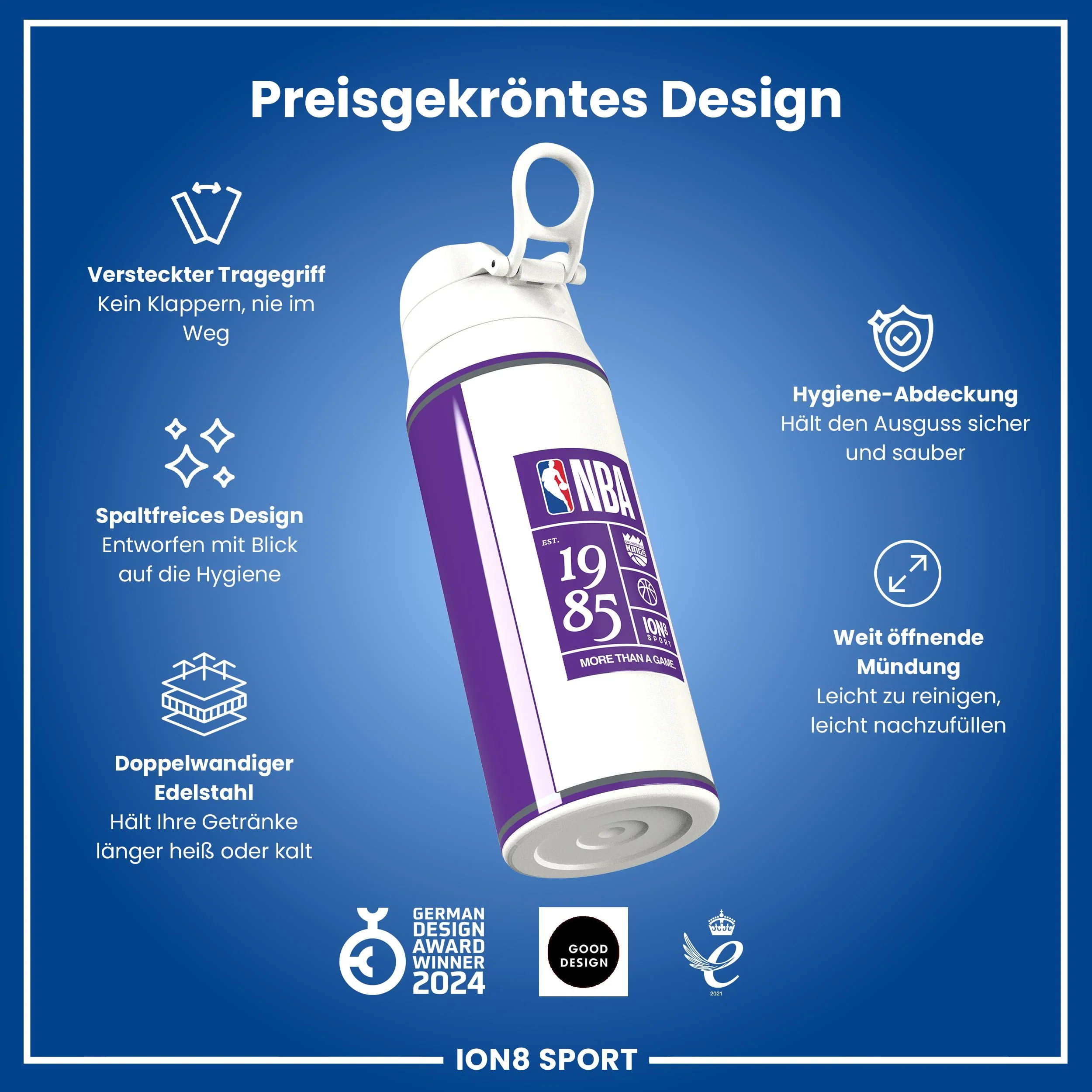 NBA x ION8, Isolierte Edelstahl, Sacramento Kings, 750 ml - Image 6