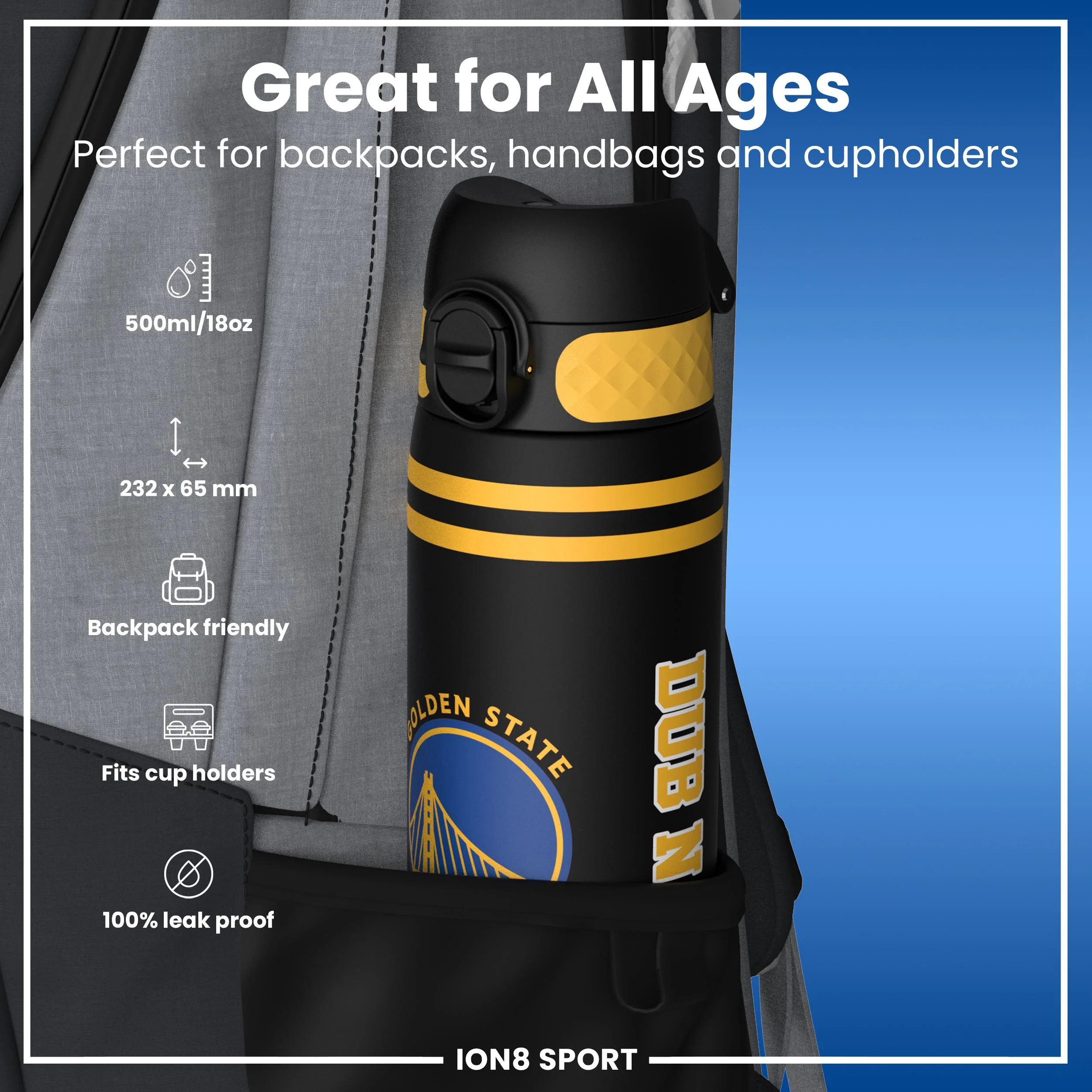 NBA x ION8, Recyclon, GS Warriors, 500 ml - Image 2