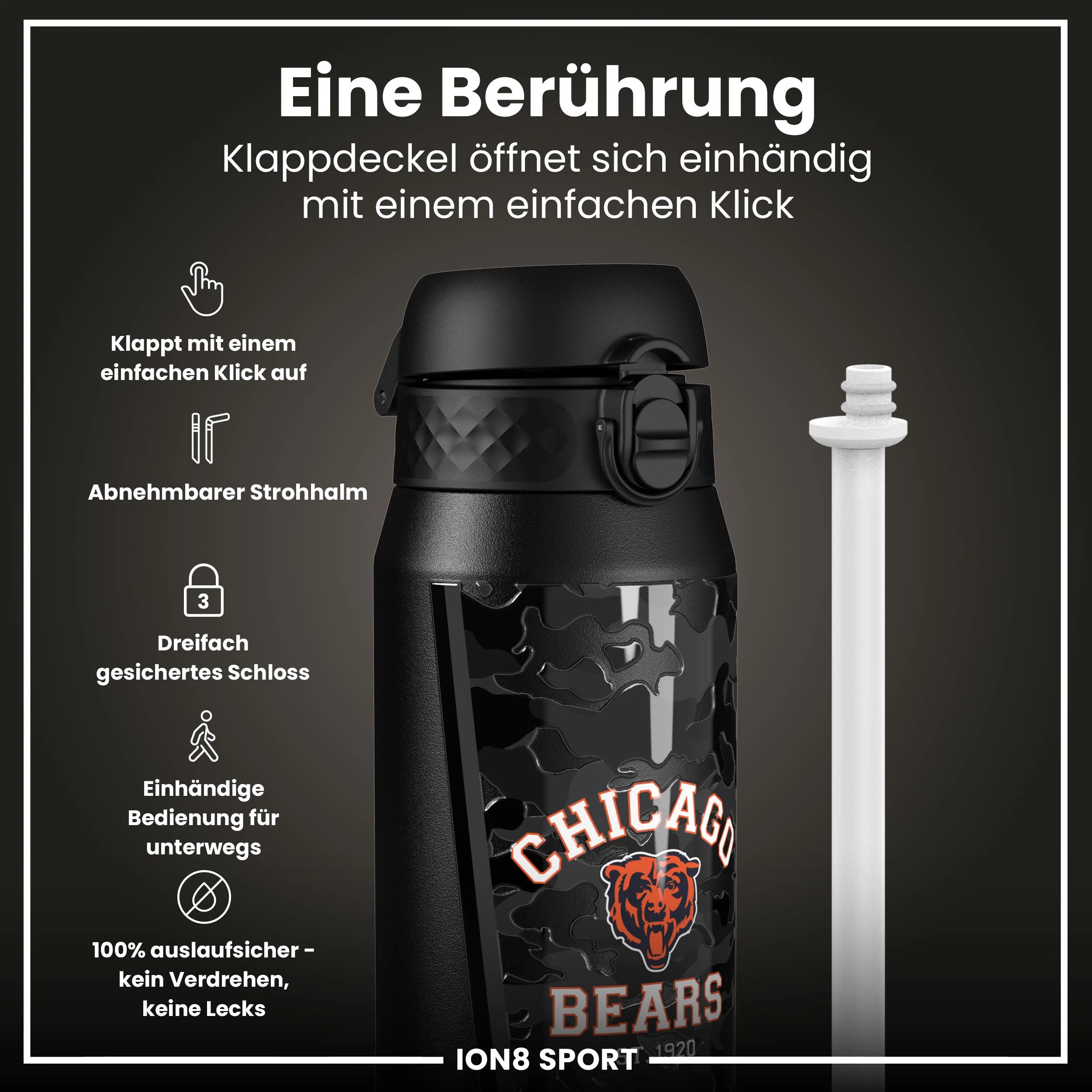 NFL x ION8, Isolierte Edelstahl, Bears, 750 ml - Image 3