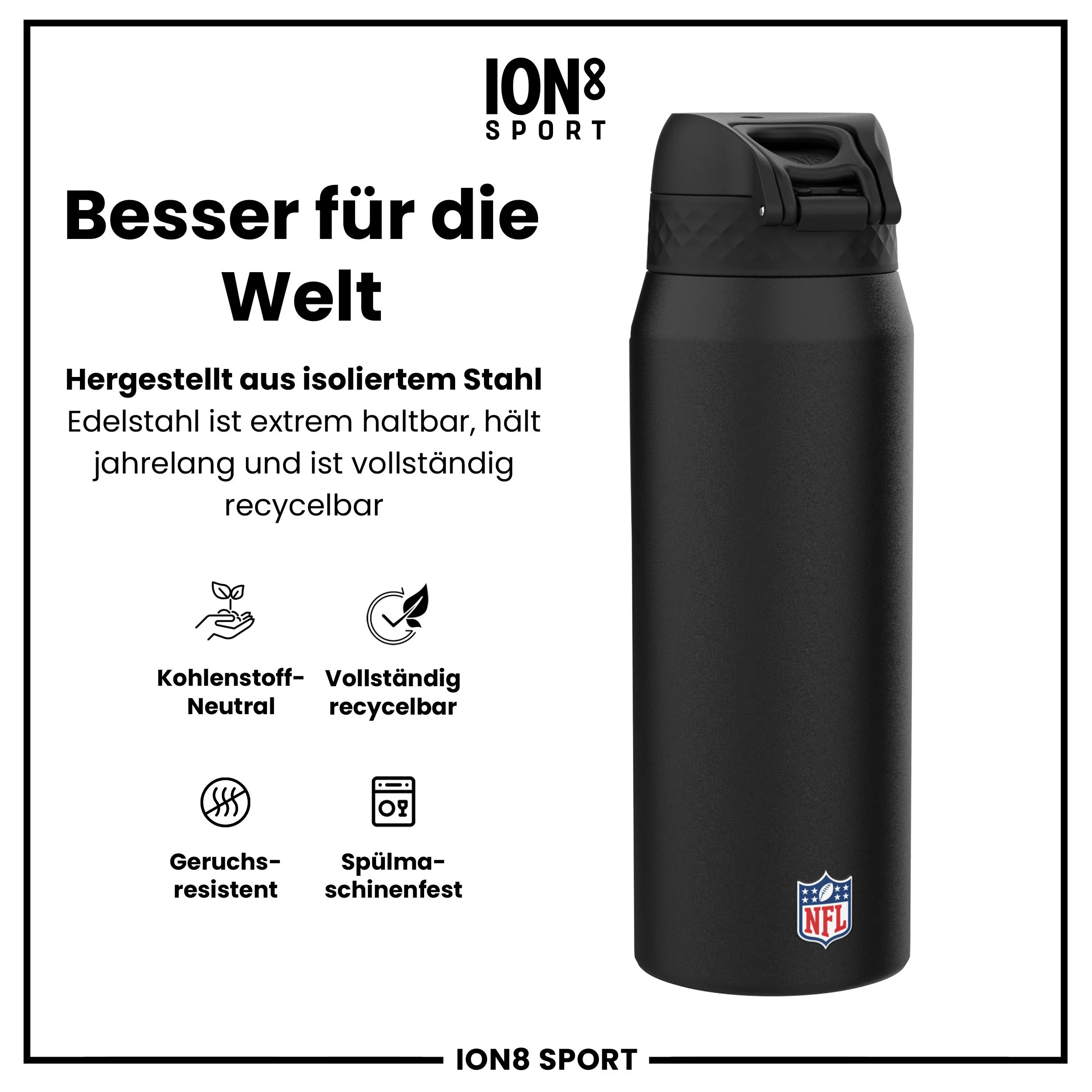 NFL x ION8, Isolierte Edelstahl, Bears, 750 ml - Image 5