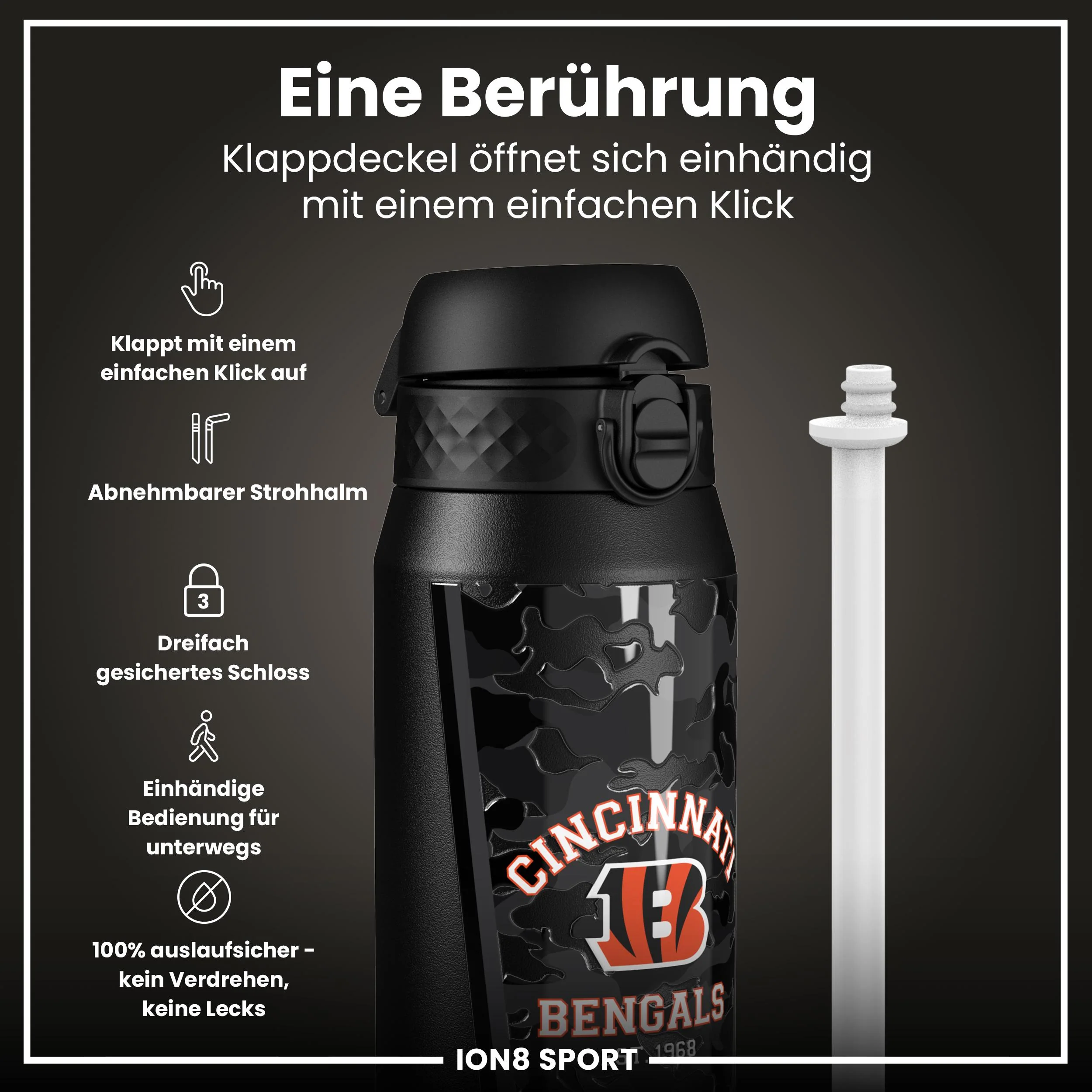 NFL x ION8, Isolierte Edelstahl, Bengals, 750 ml - Image 3