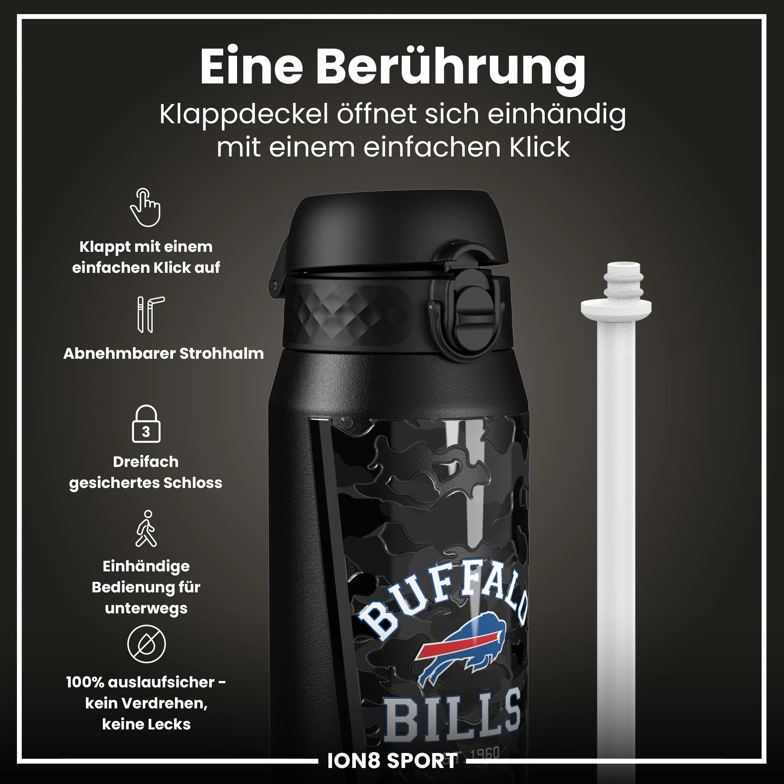 NFL x ION8, Isolierte Edelstahl, Bills, 750 ml - Image 3