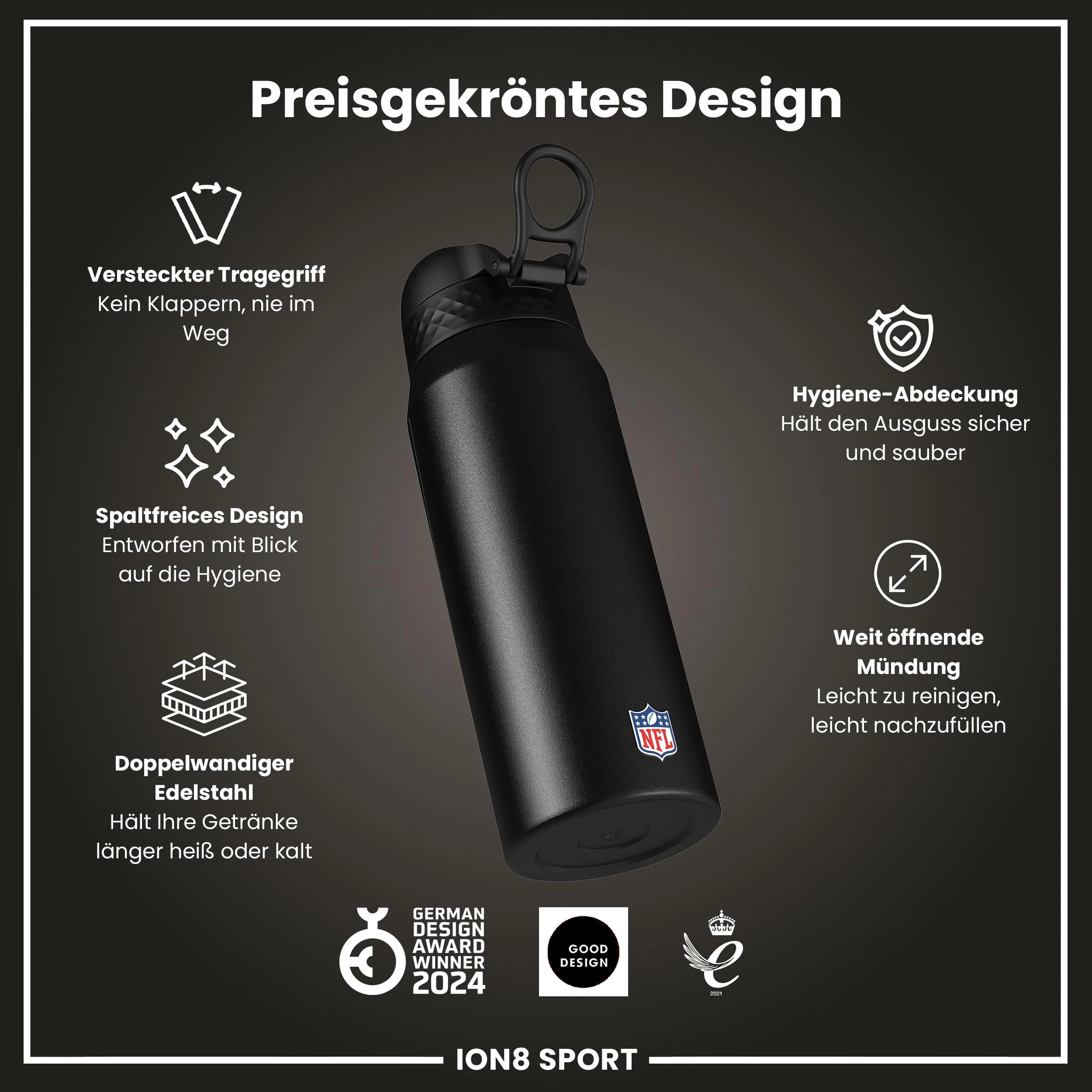 NFL x ION8, Isolierte Edelstahl, Cardinals, 750 ml - Image 6