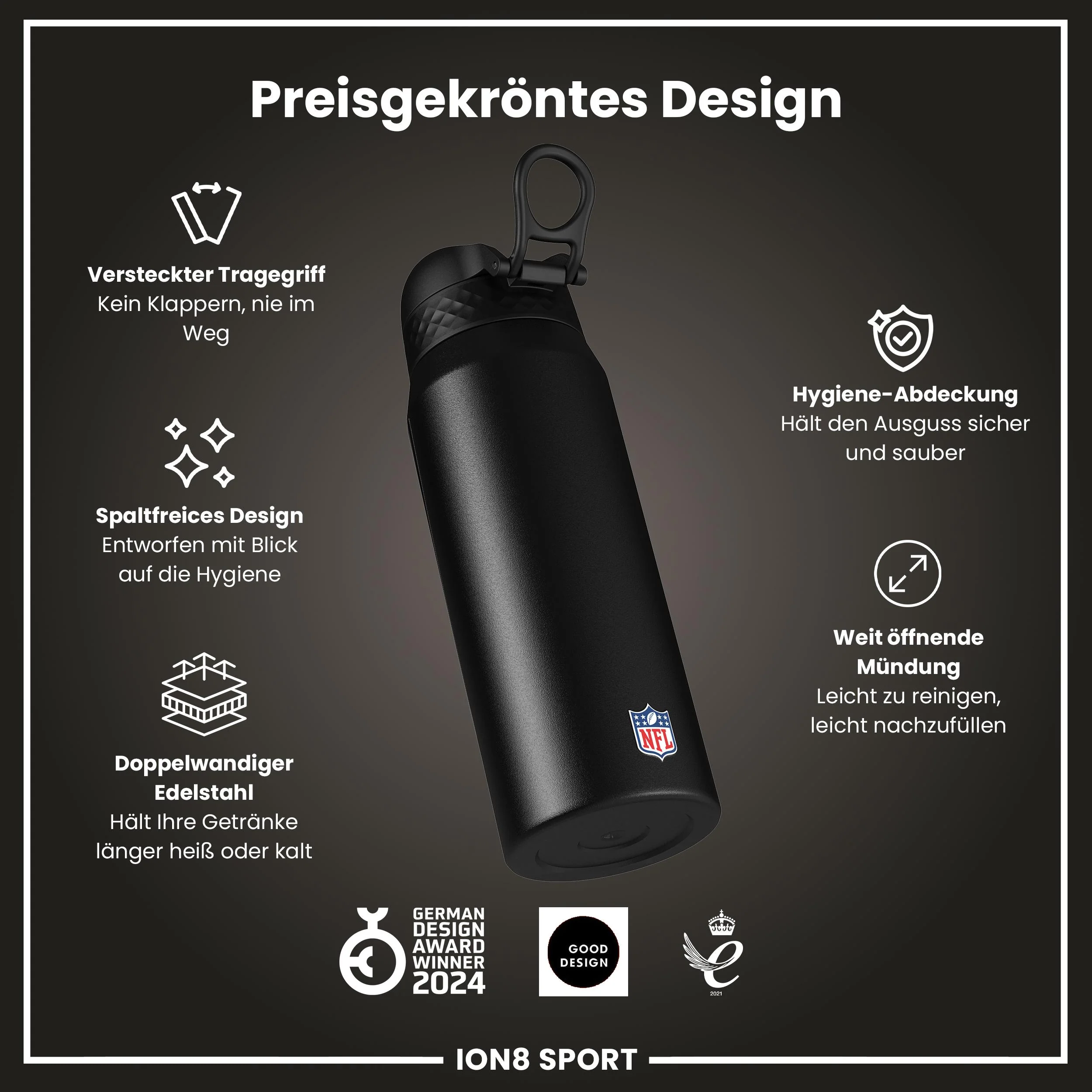 NFL x ION8, Isolierte Edelstahl, Chiefs, 750 ml - Image 6