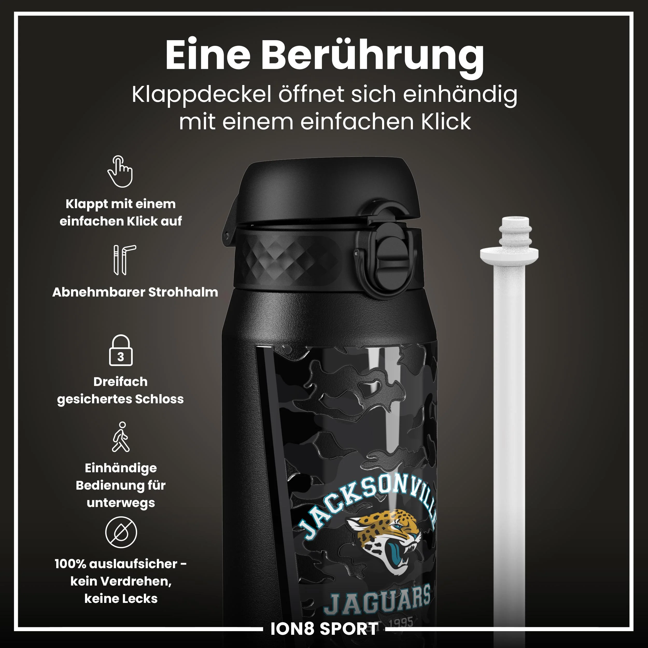 NFL x ION8, Isolierte Edelstahl, Jaguars, 750 ml - Image 3