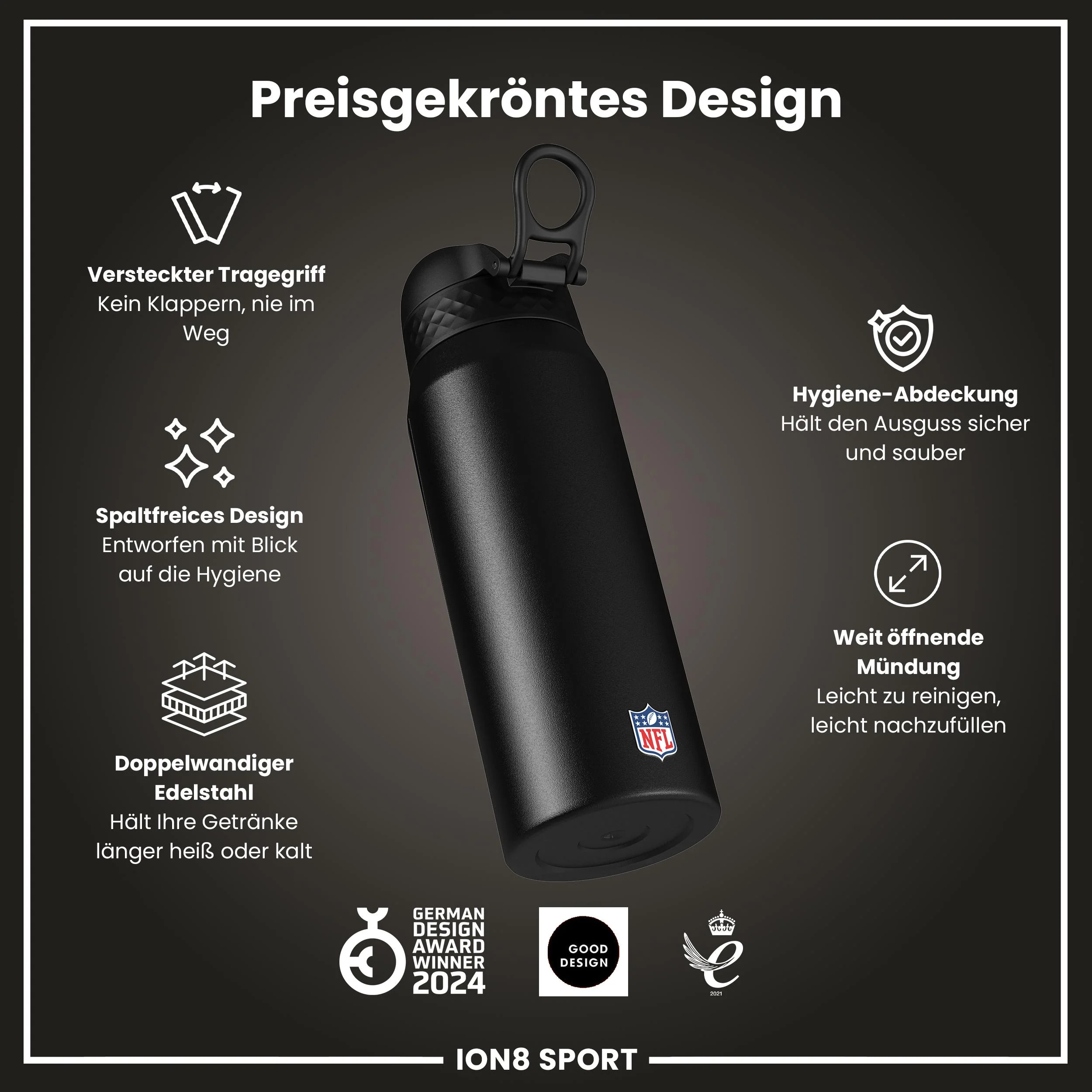NFL x ION8, Isolierte Edelstahl, Patriots, 750 ml - Image 6