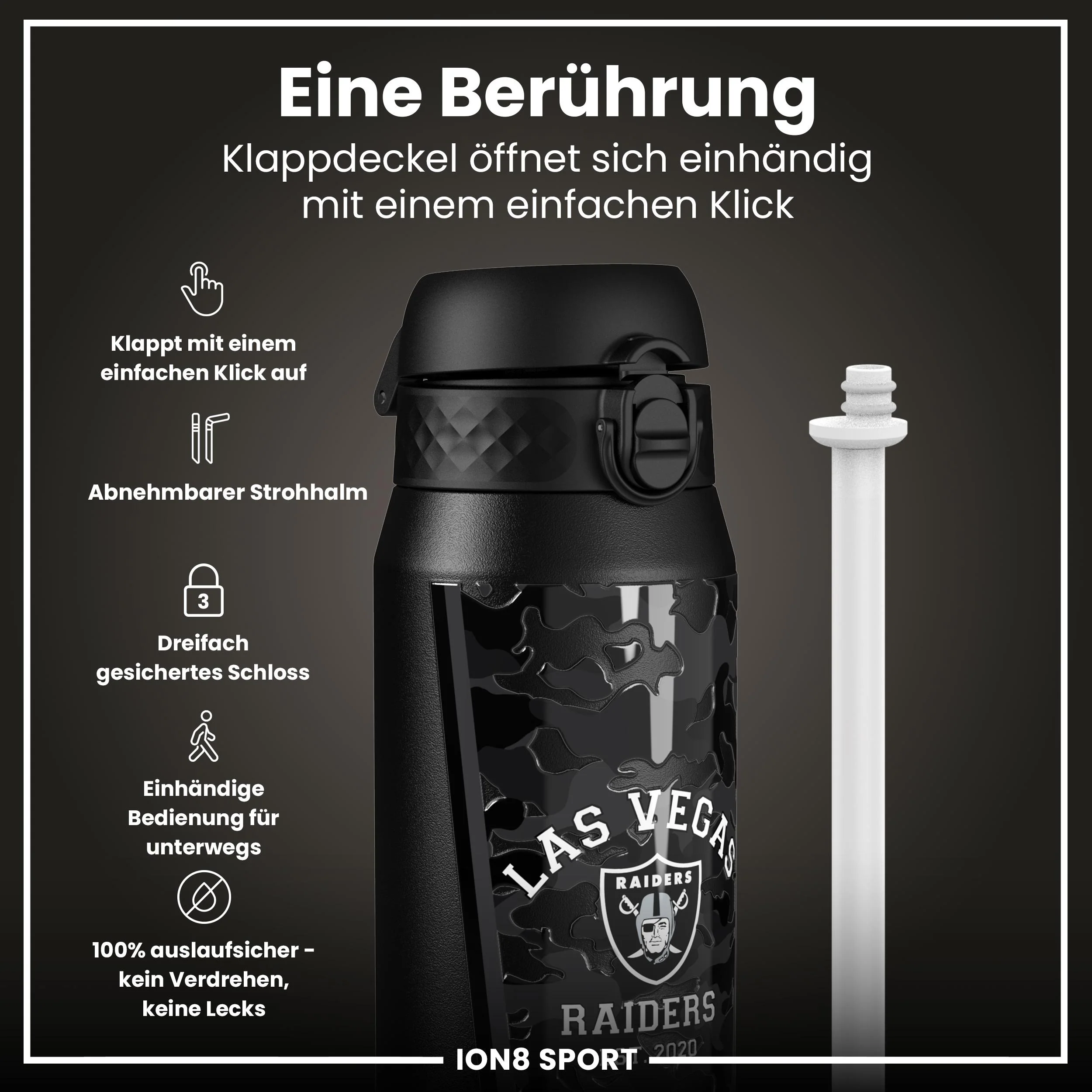 NFL x ION8, Isolierte Edelstahl, Raiders, 750 ml - Image 3