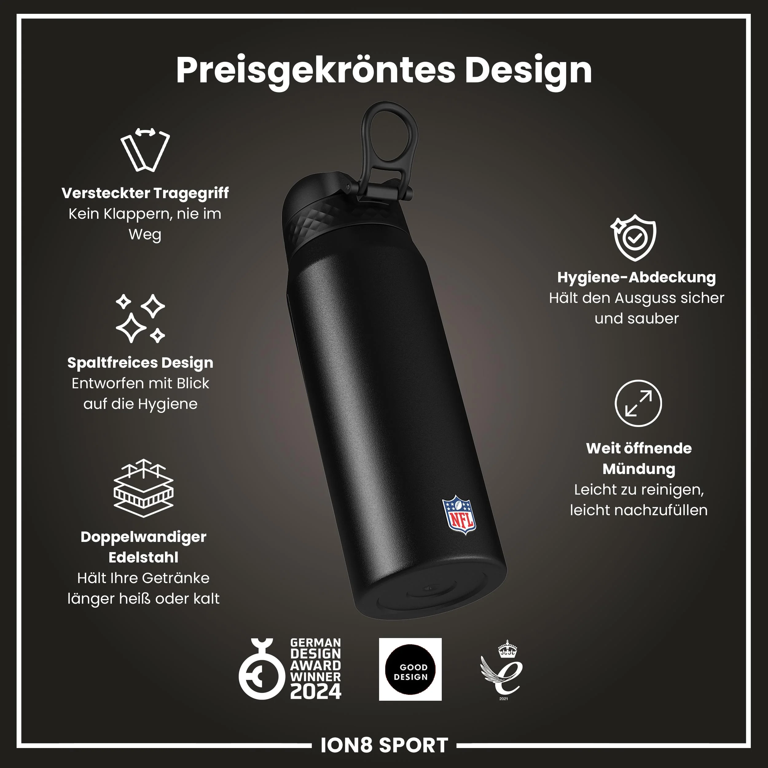 NFL x ION8, Isolierte Edelstahl, Seahawks, 750 ml - Image 6