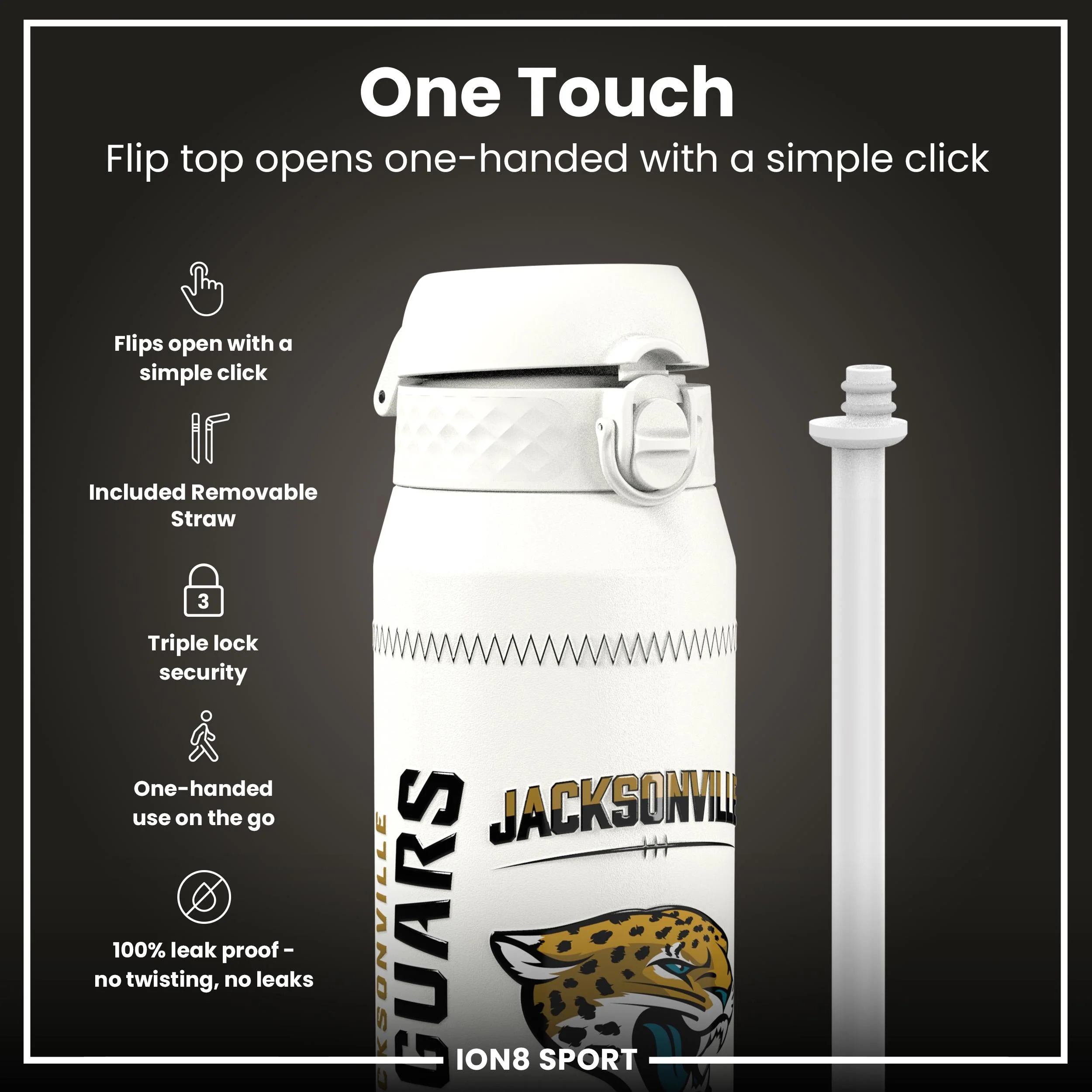NFL x ION8, Isolierte Edelstahl, Zammit Jaguars, 750 ml - Image 3